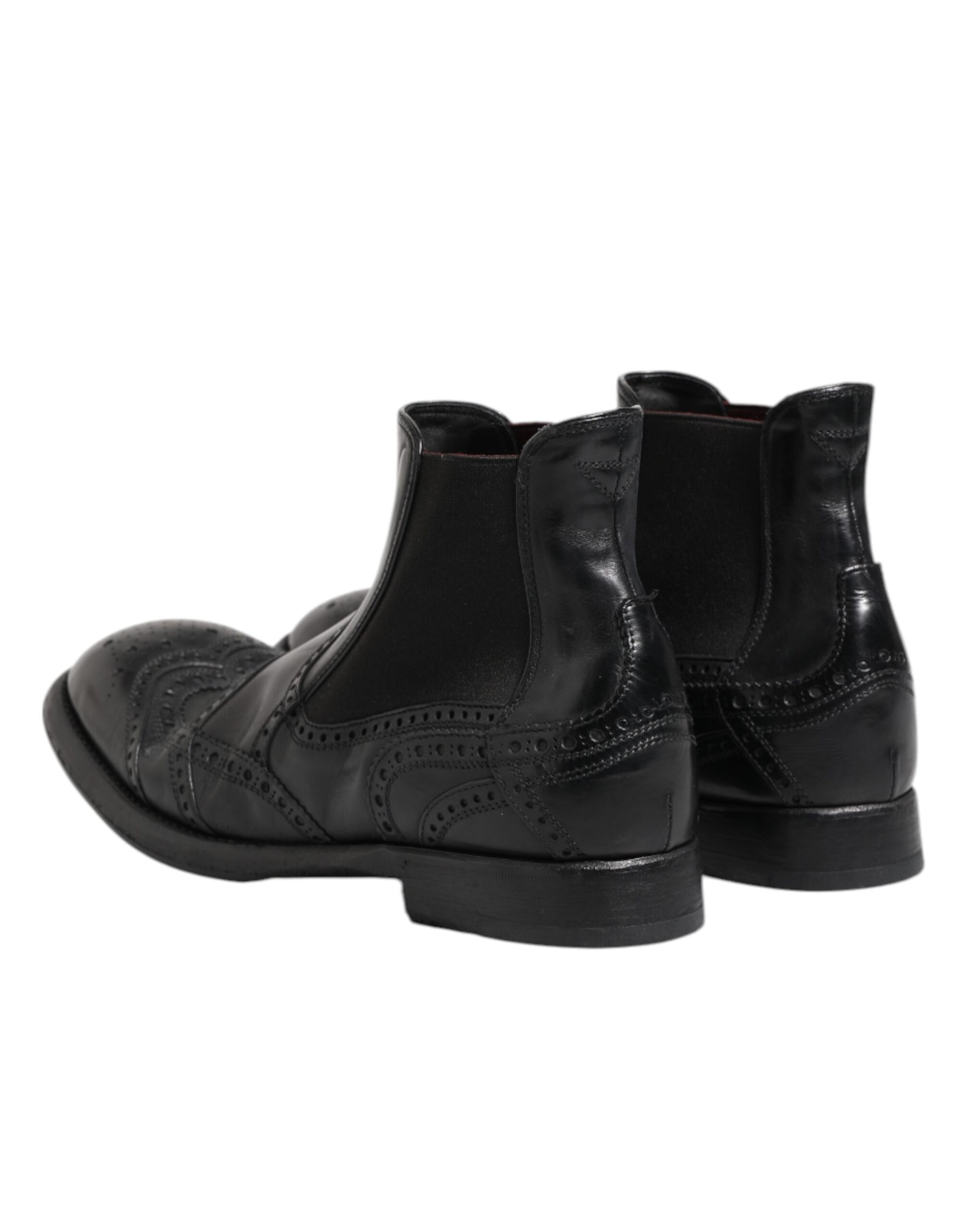 Black Leather Ankle Boots Slip On Shoes