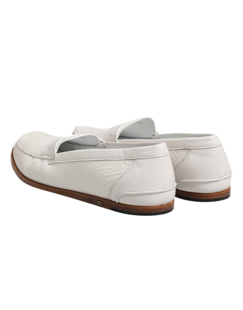 White Leather Loafers Moccasins Slip On Shoes