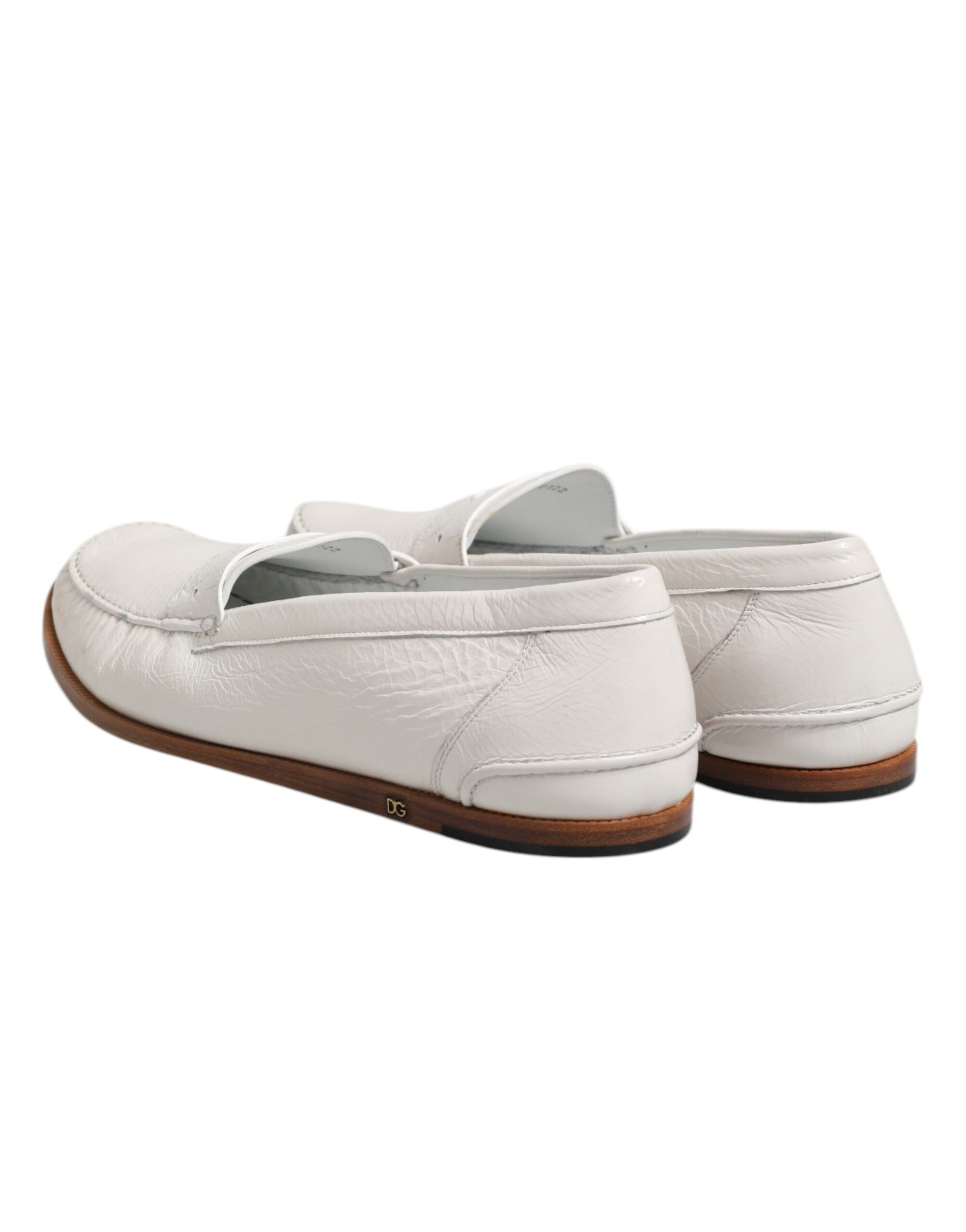White Leather Loafers Moccasins Slip On Shoes