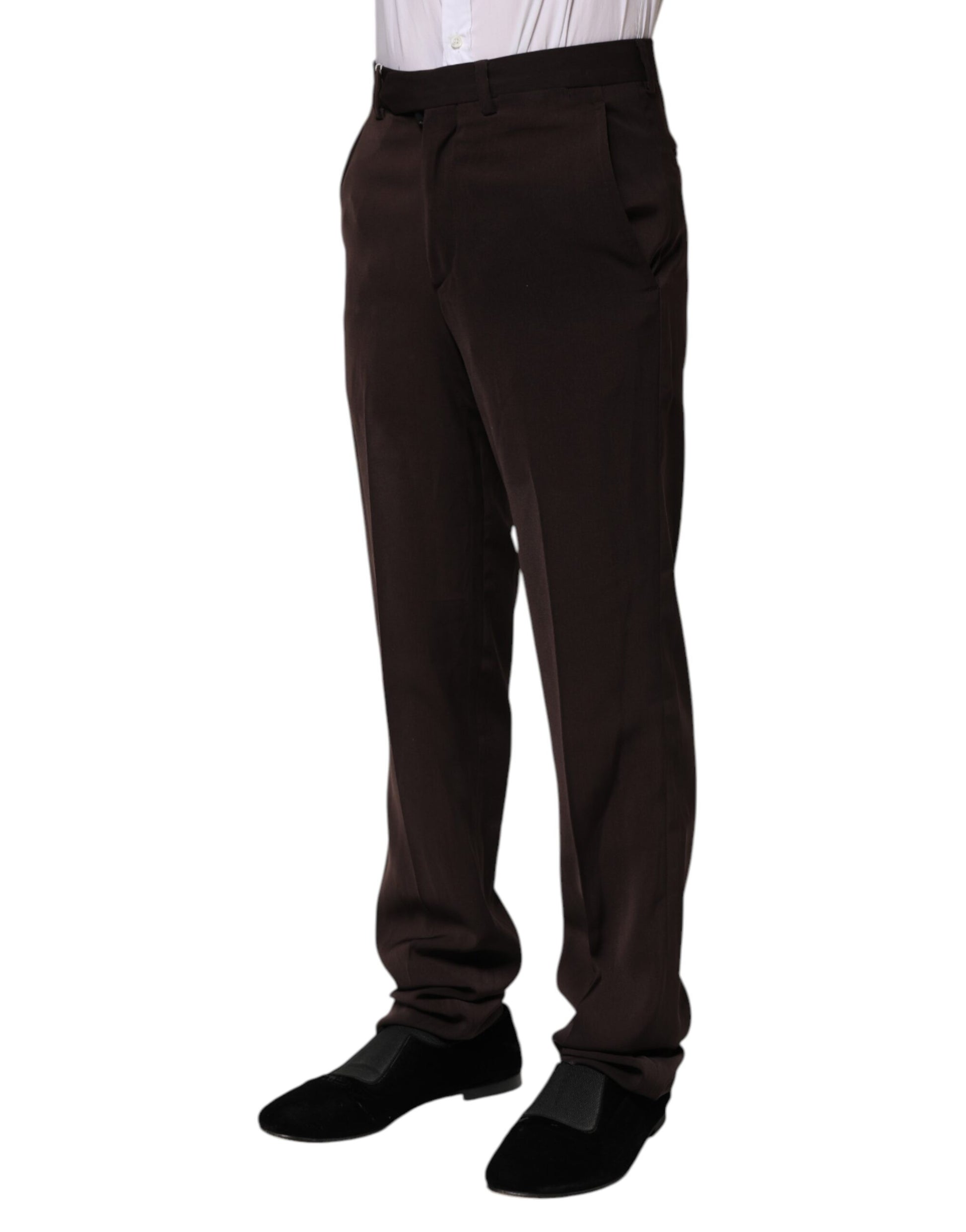 Dark Brown Mid Waist Dress Formal Pants