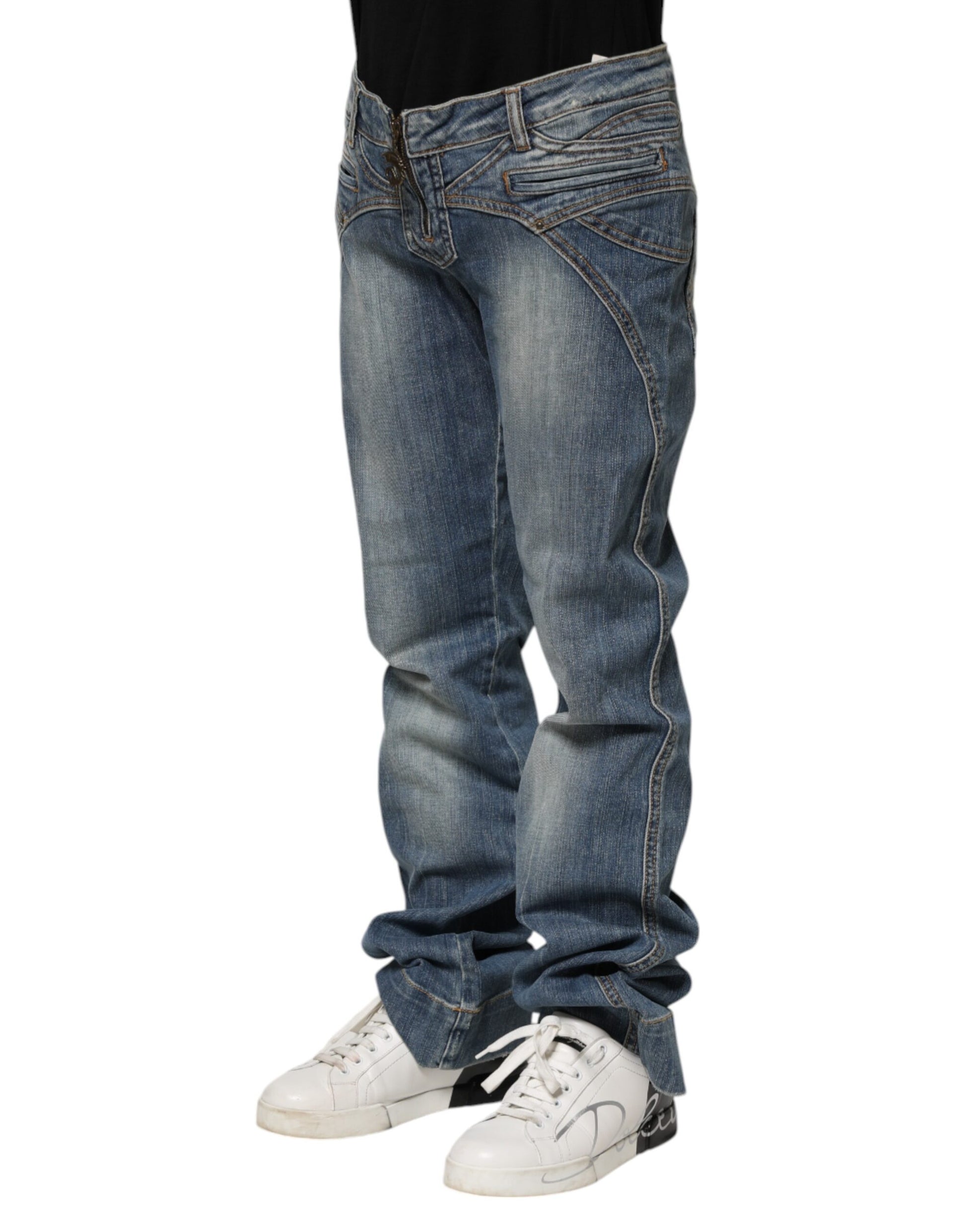 Blue Washed Straight Fit Men Denim Jeans