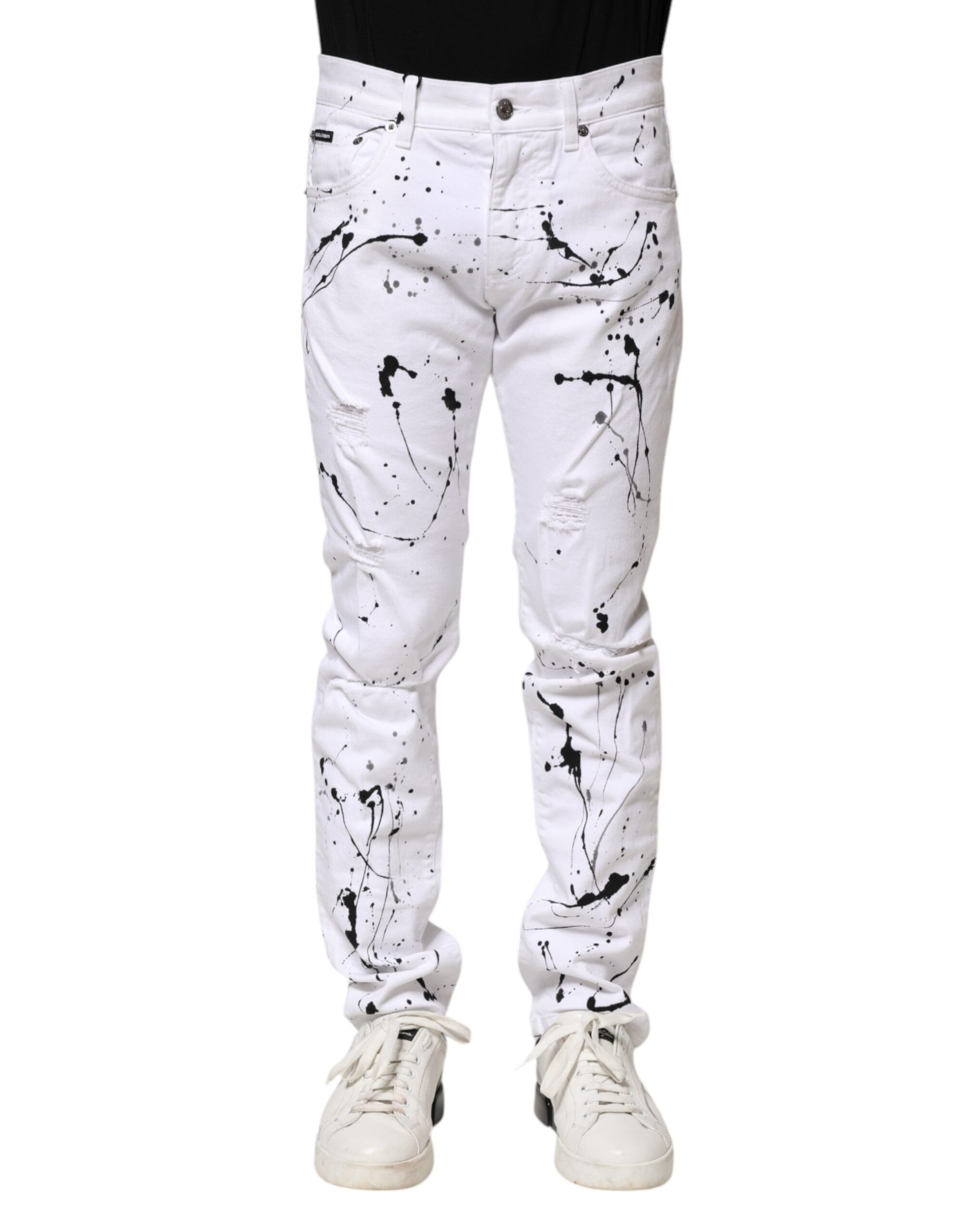 White ColorSplash Skinny Denim Jeans
