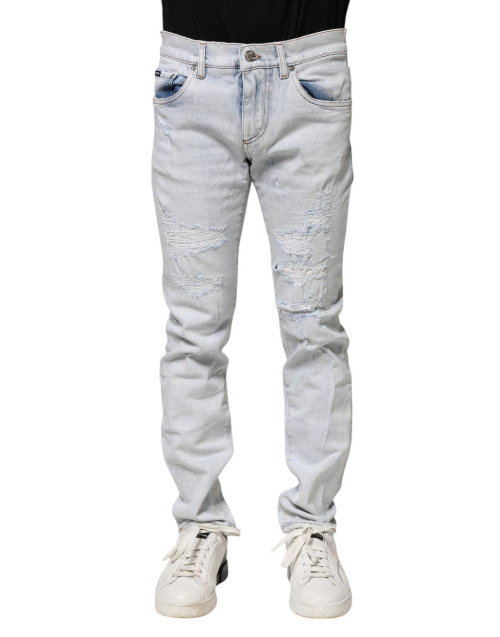 Light Blue Tattered Skinny Denim Jeans