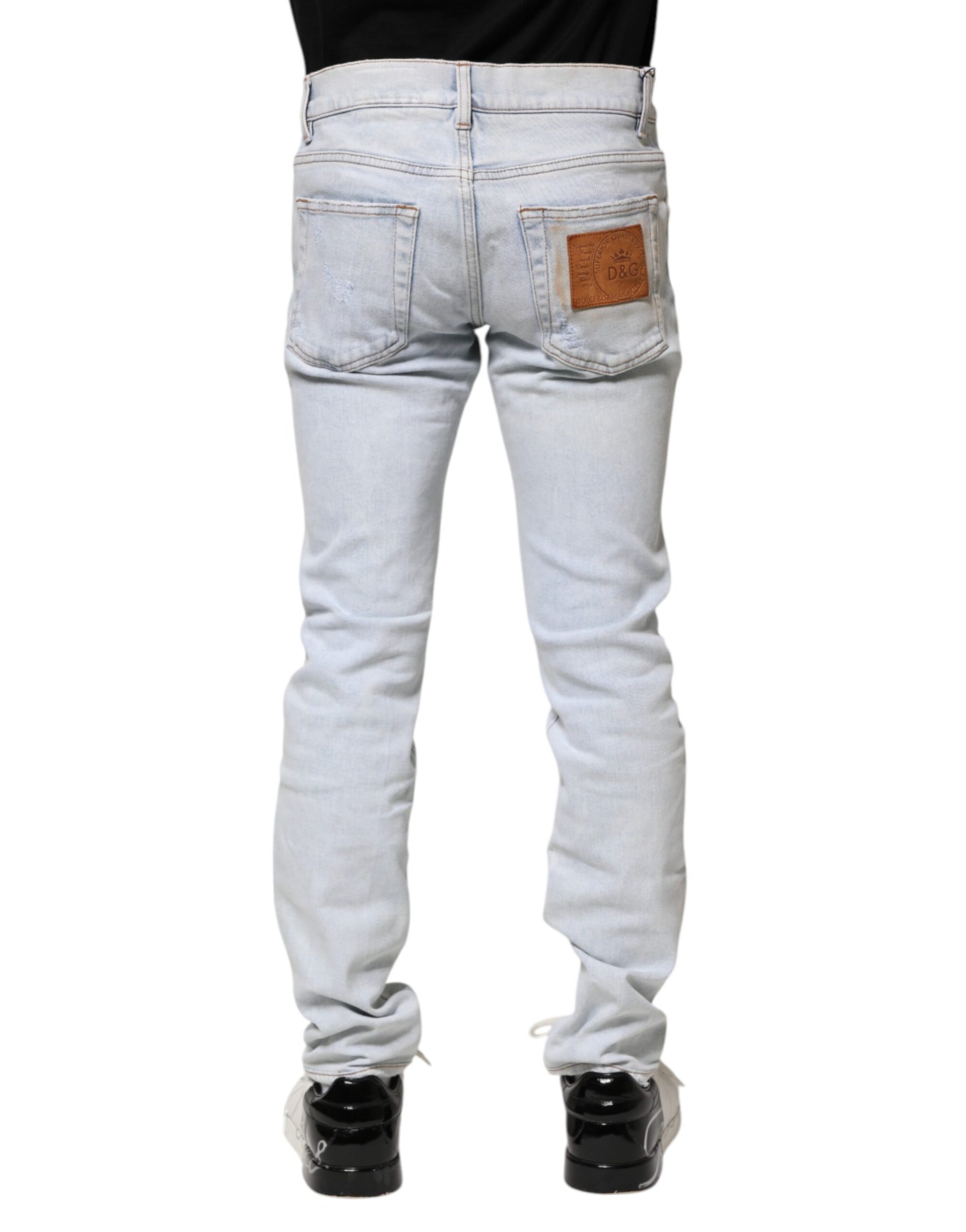 Light Blue Tattered Skinny Denim Jeans