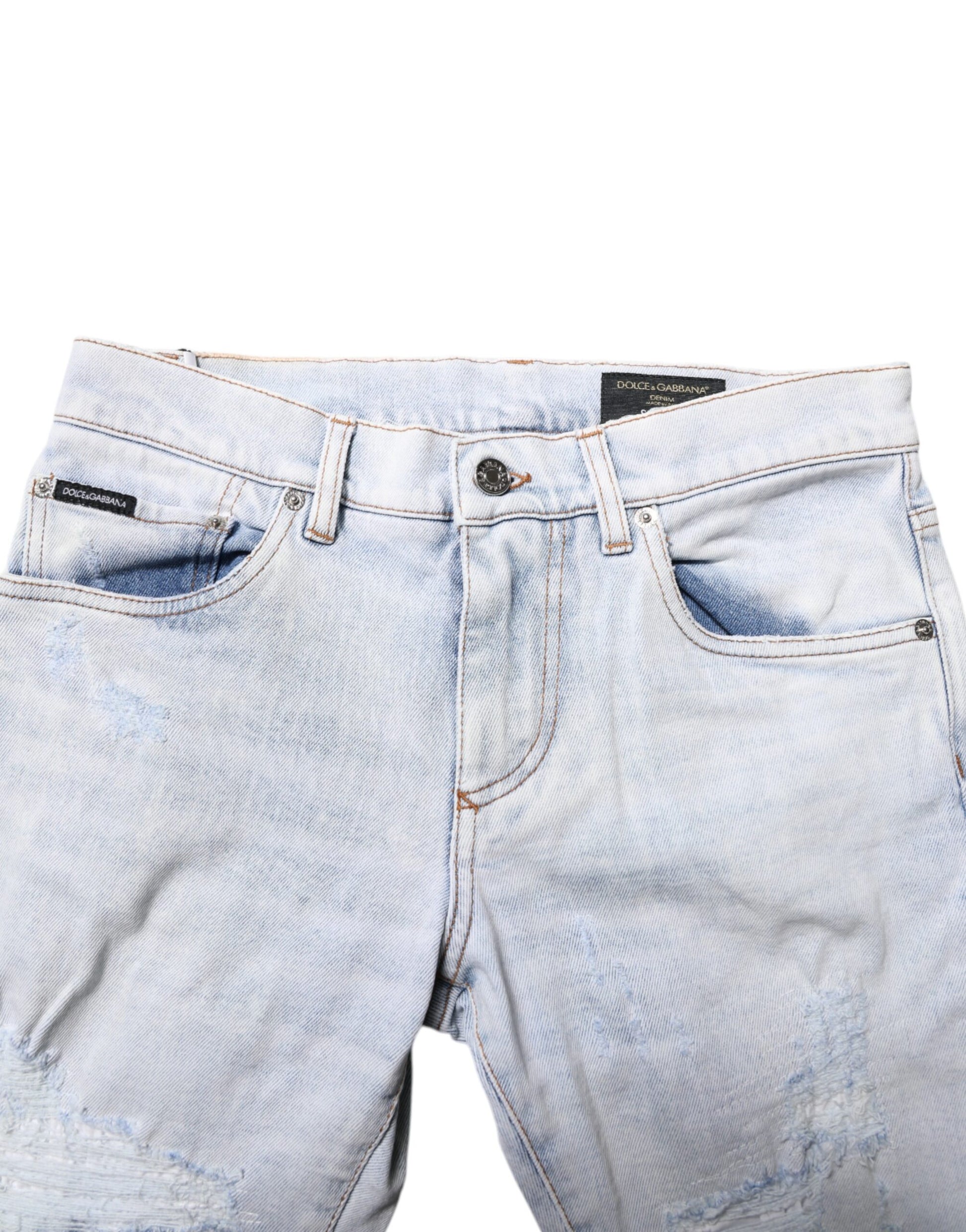 Light Blue Tattered Skinny Denim Jeans