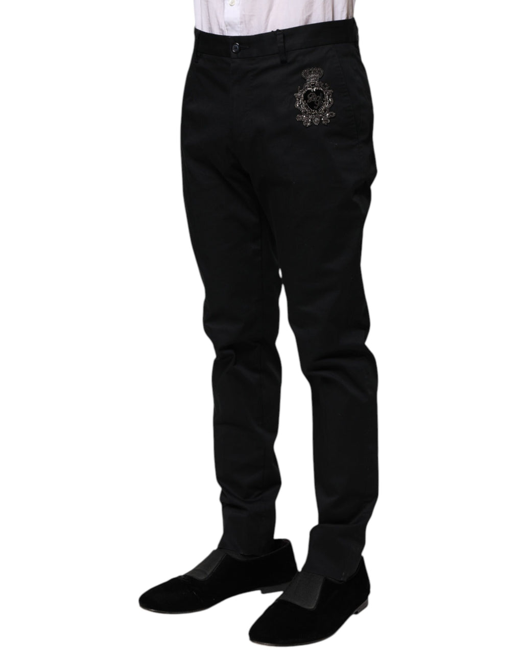 Dark Blue Logo Cotton Dress Pants