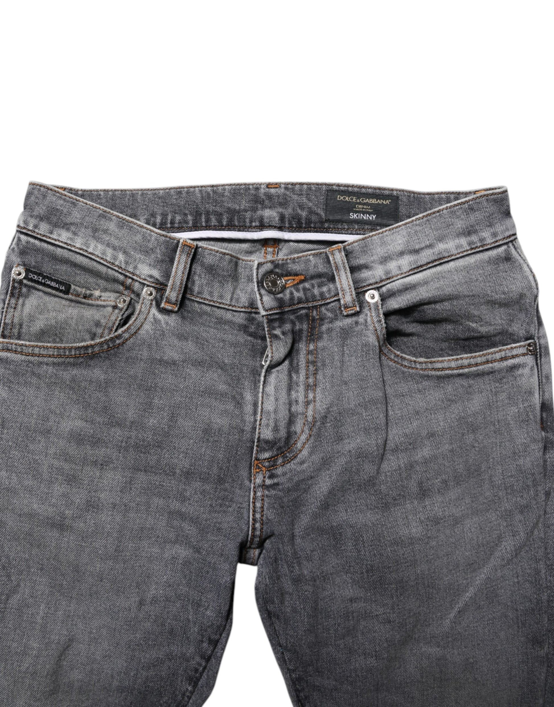 Gray Cotton Skinny Men Denim Jeans