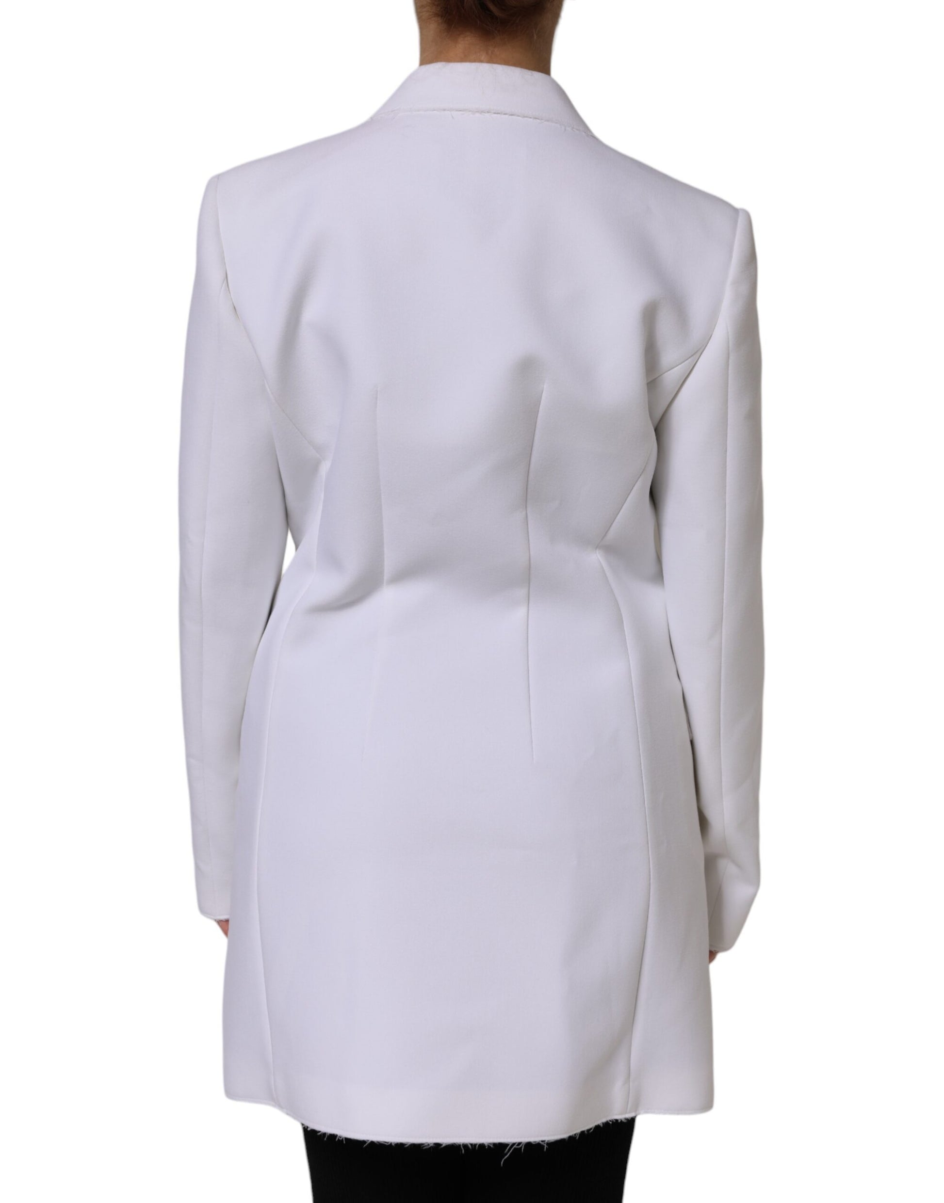 White Polyester Long Sleeves Ruffled Wrap Jacket