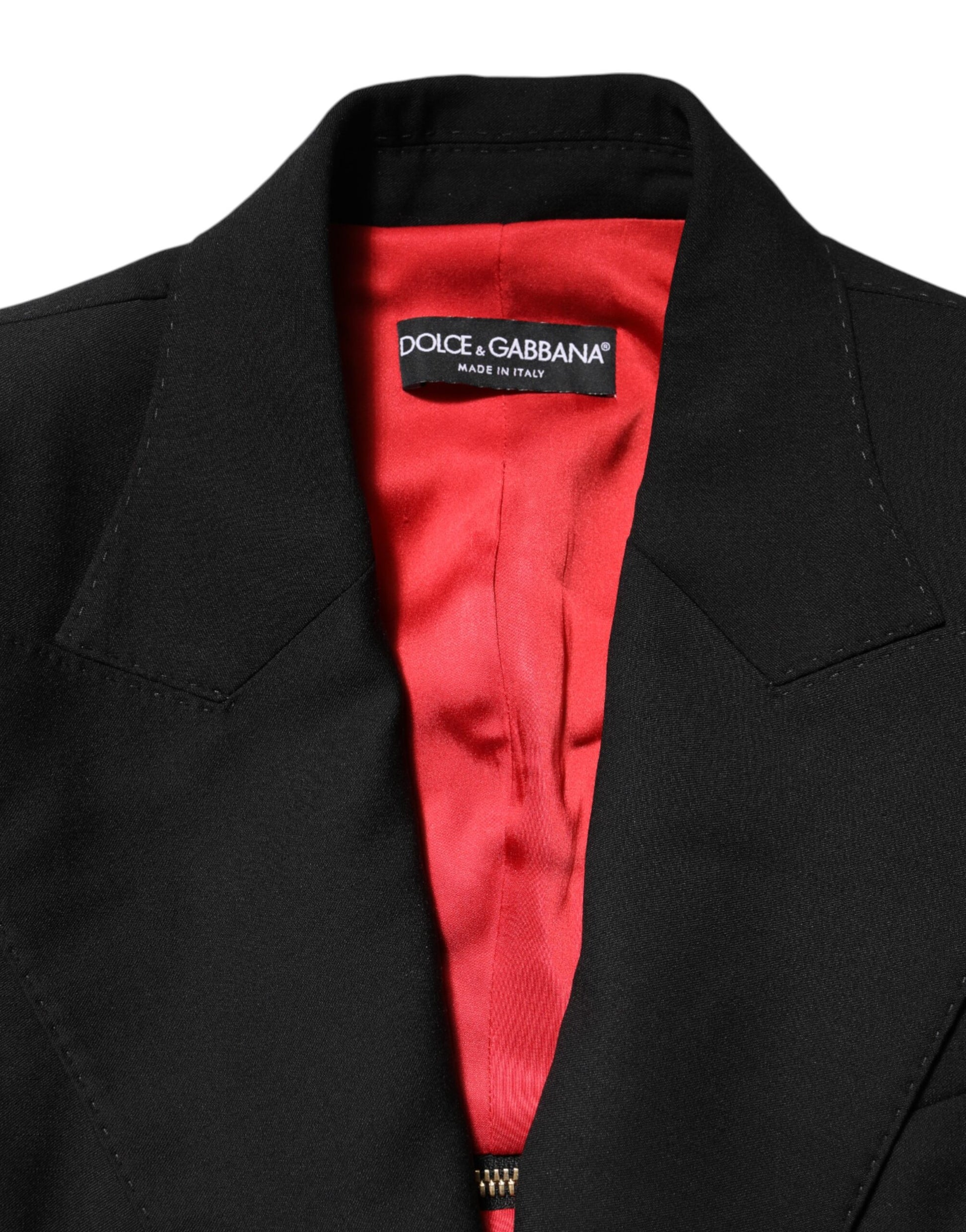 Black Wool Zipper Detailing Blazer Jacket