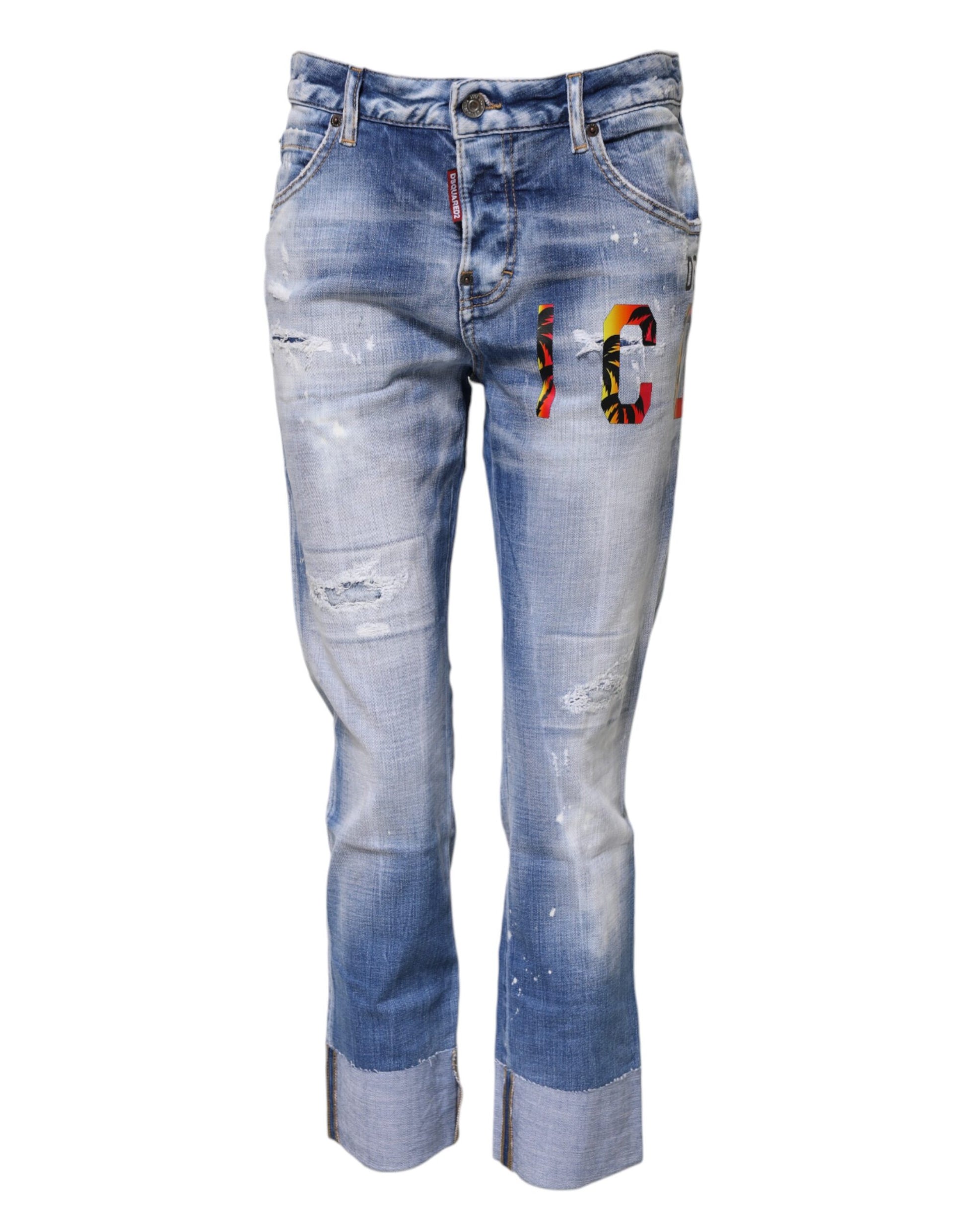 Blue Washed Cotton Mid Waist Skinny Denim Jeans