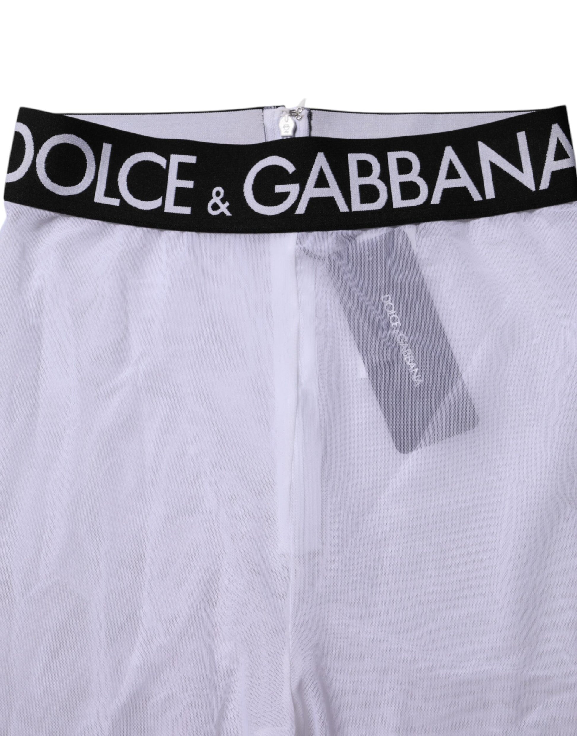 Gray Nylon DG Logo Mid Waisted Leggings Pants
