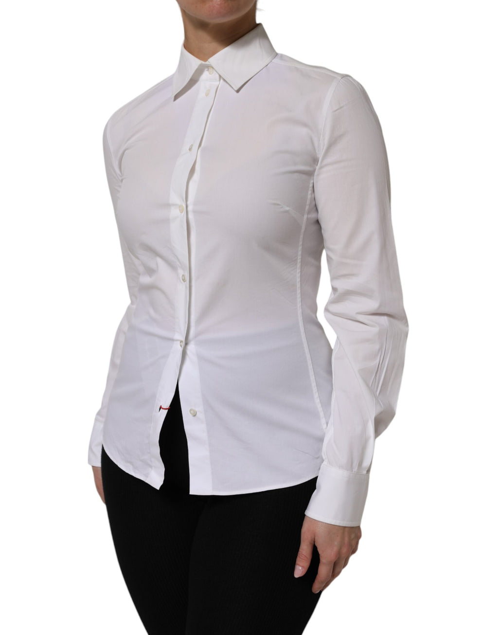 White Cotton Collared Long Sleeves Top Shirt