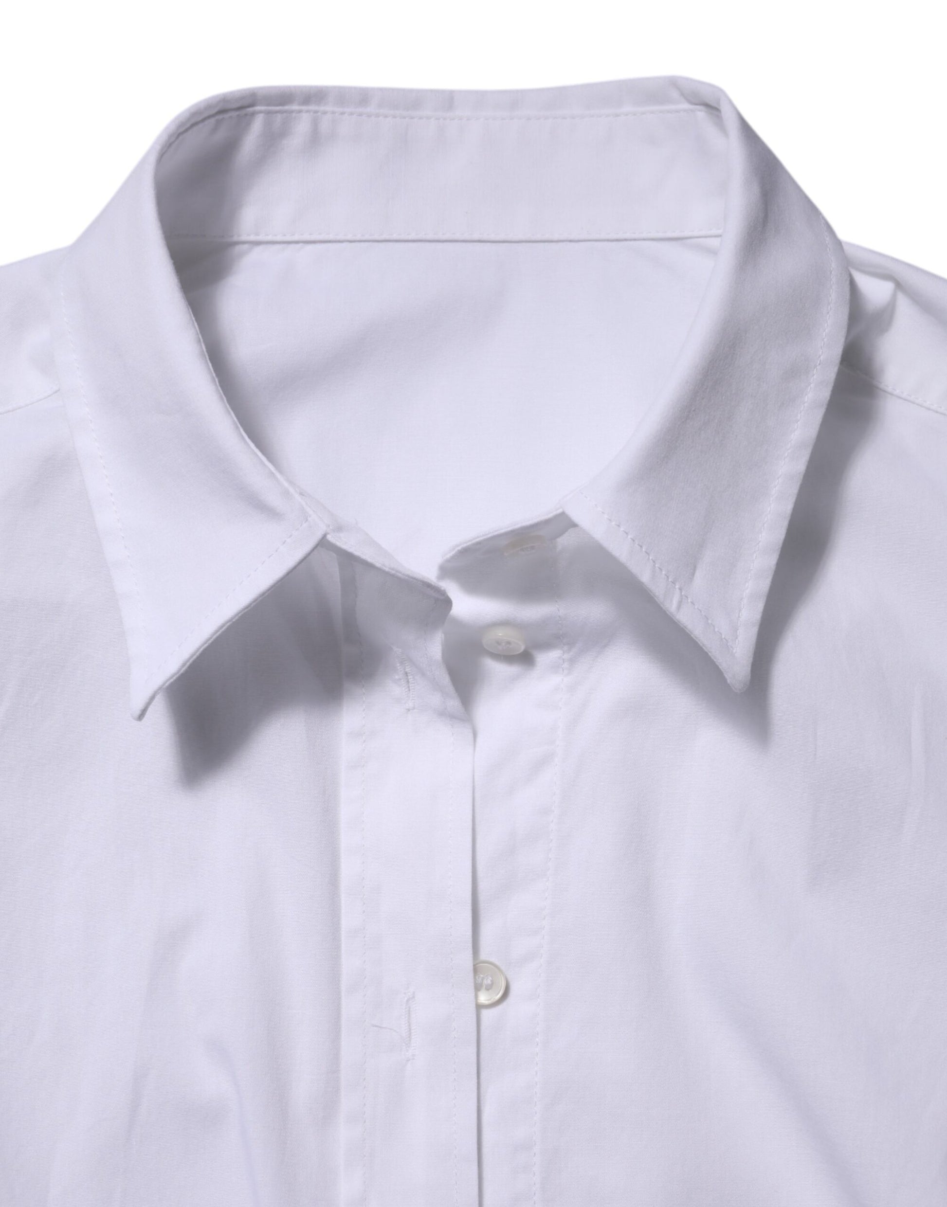White Cotton Long Sleeves Collared Top Shirt