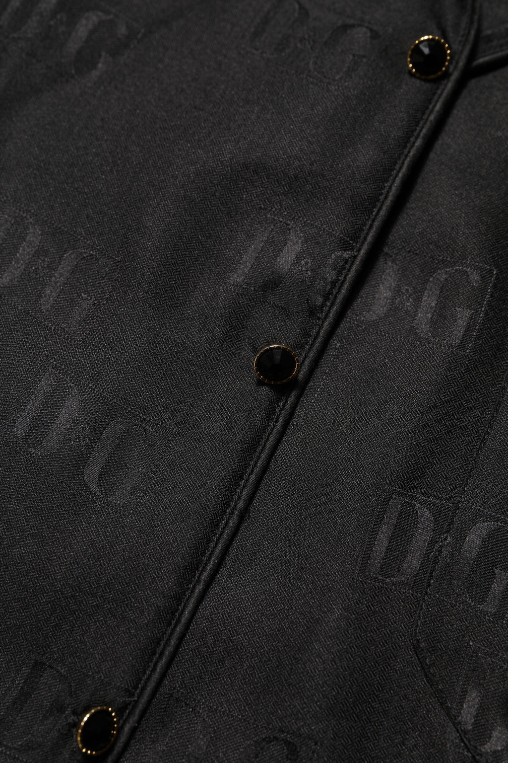 Black Silk DG Embroidery Long Sleeves Top