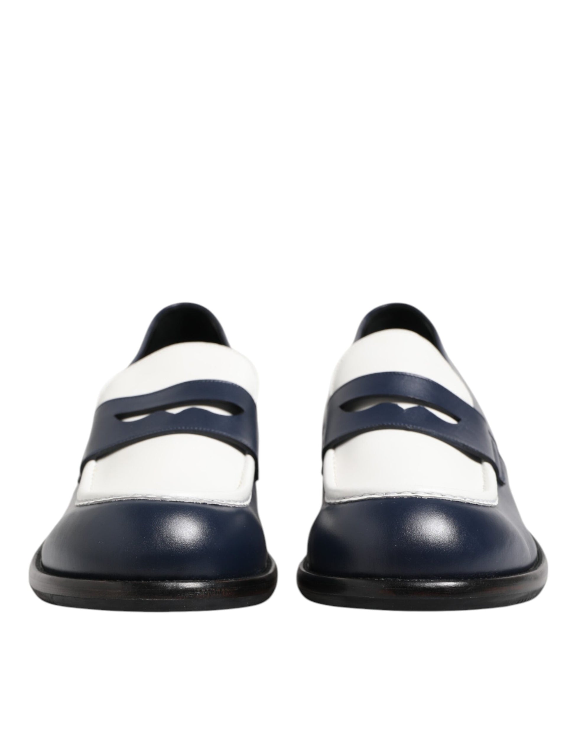 Black White Leather Slip On Loafers Men Dress Shoes