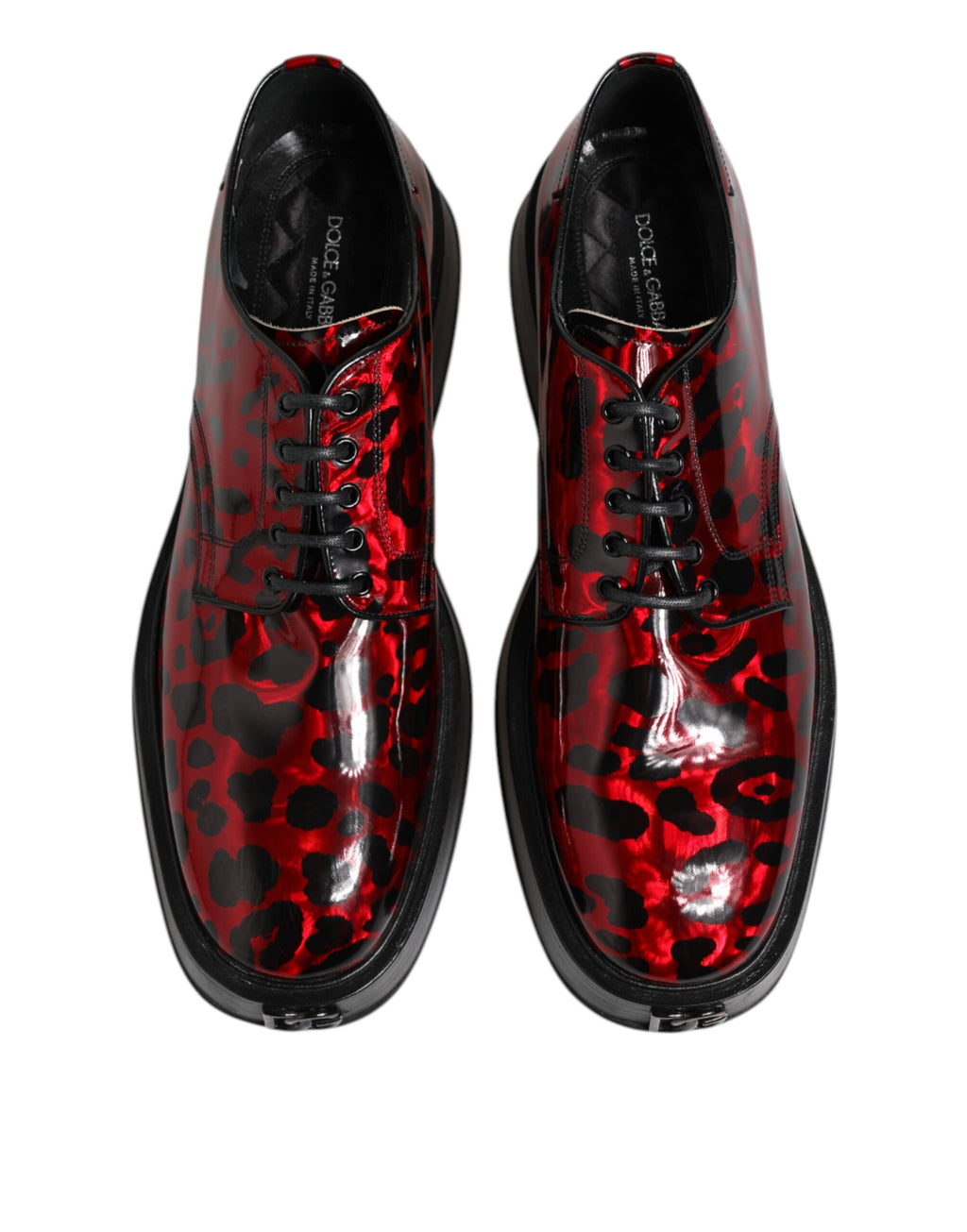 Red Leopard Derby Formal Men Dress Shoes