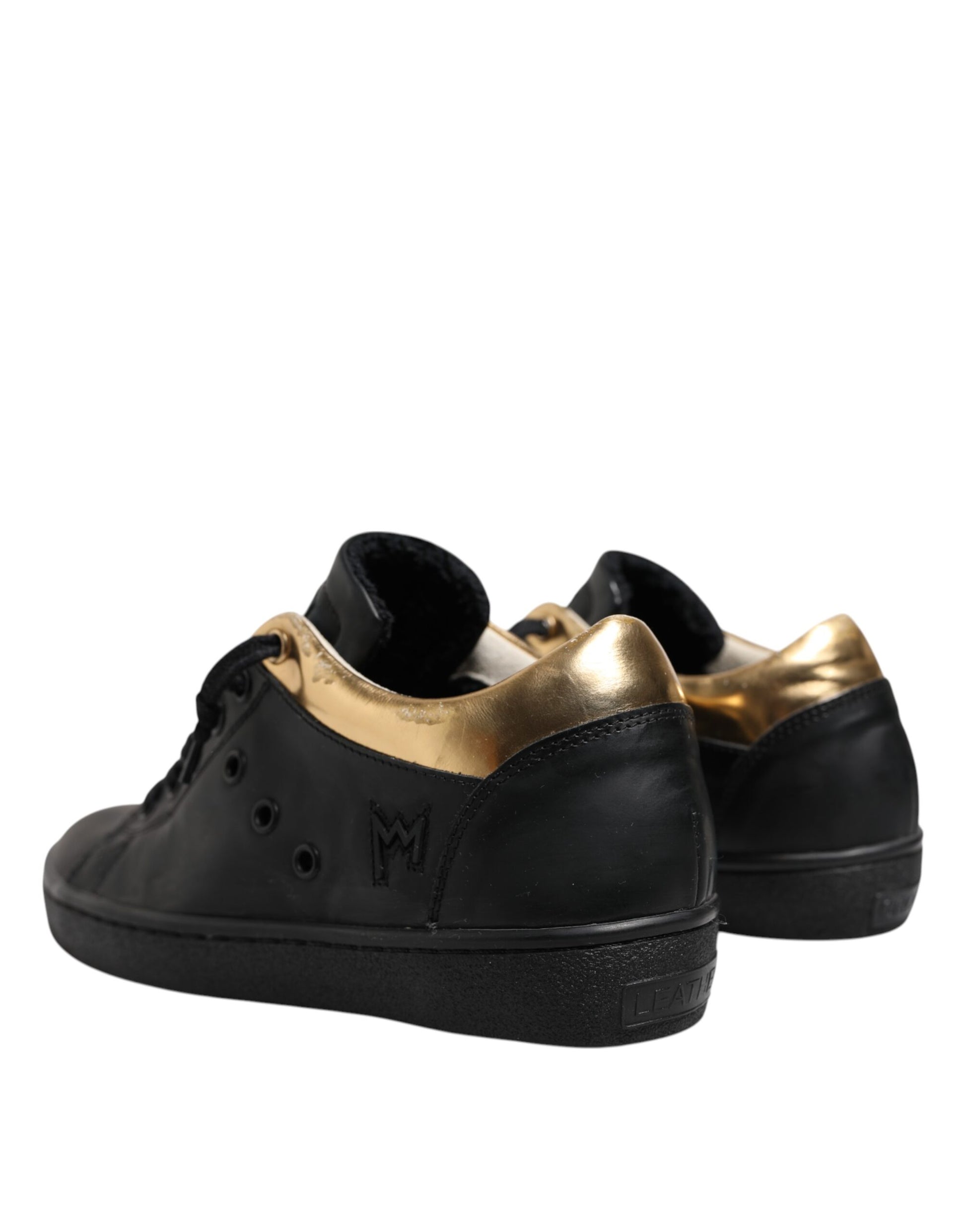 Black Gold Lace Up Low Top Women Sneakers Shoes