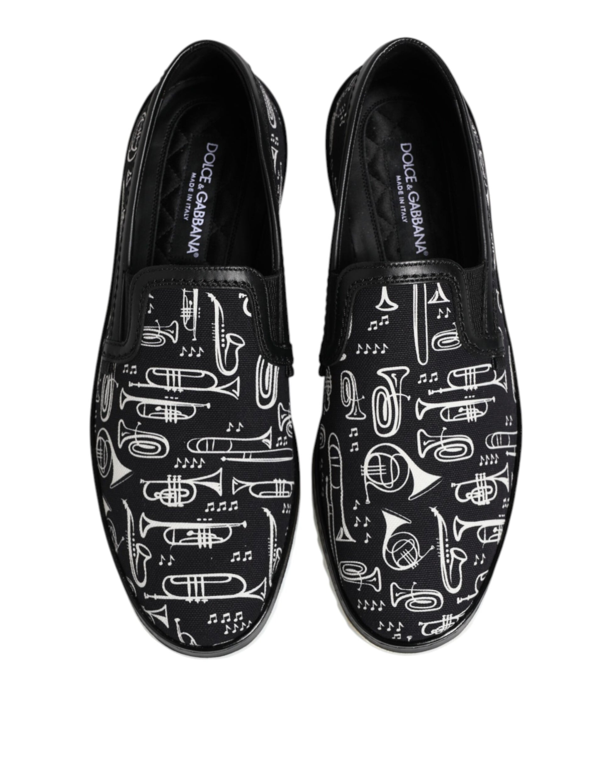 Black Slip On Printed Men Loafers Shoes