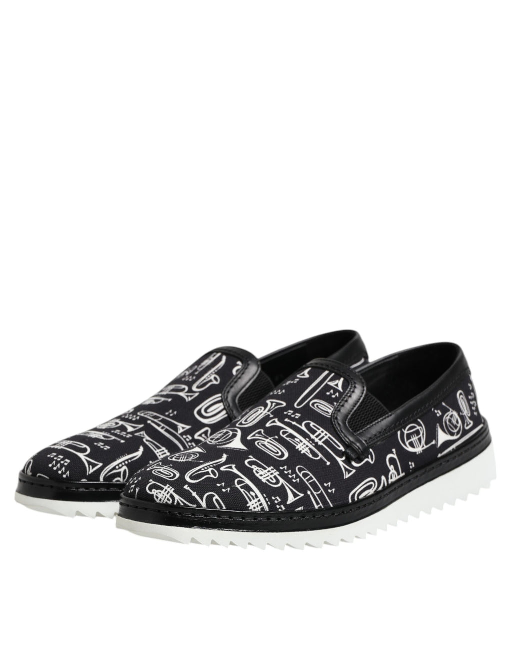 Black Slip On Printed Men Loafers Shoes