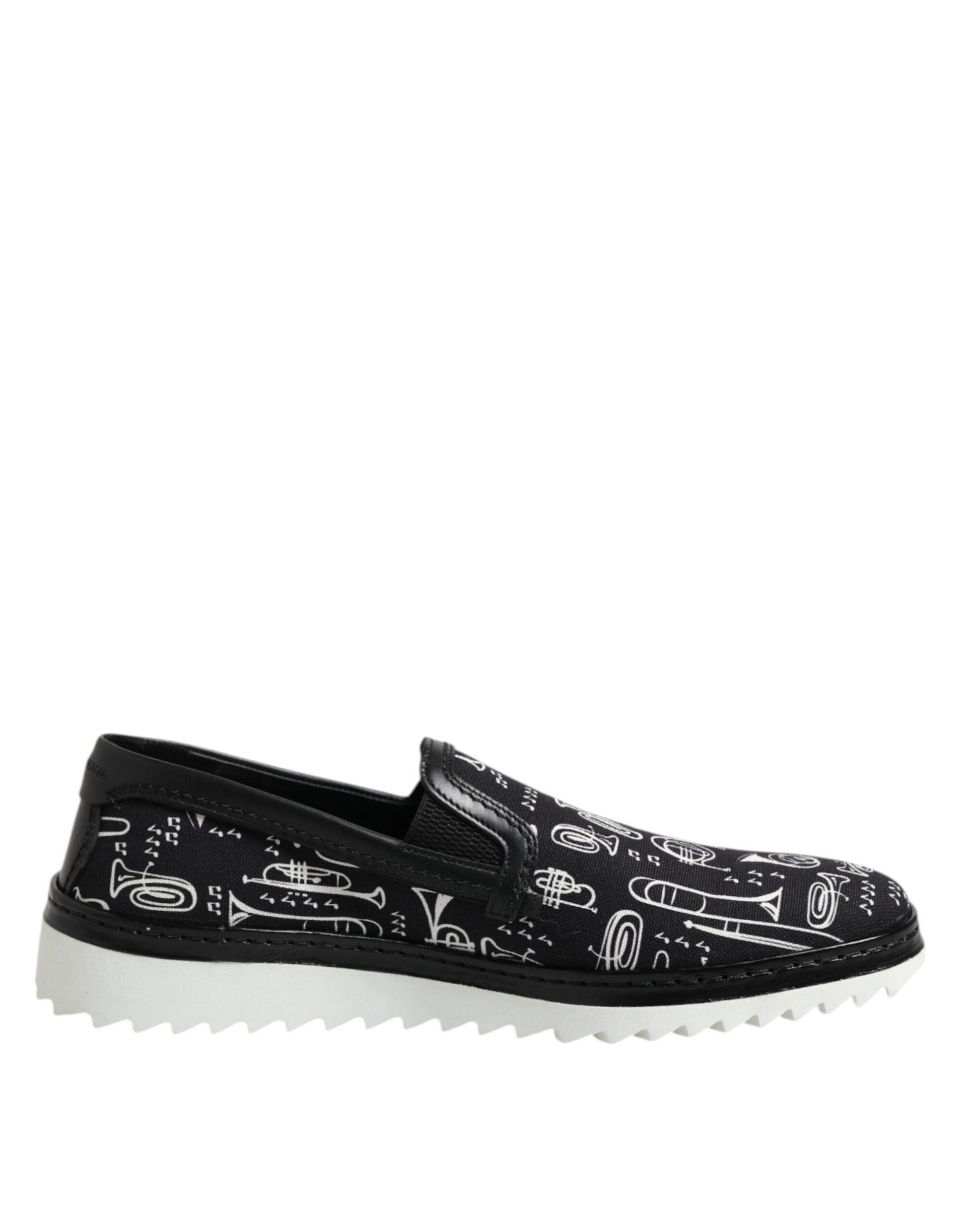 Black Slip On Printed Men Loafers Shoes