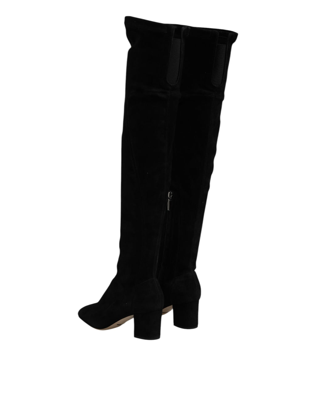 Black Suede Leather Knee High Boots Shoes