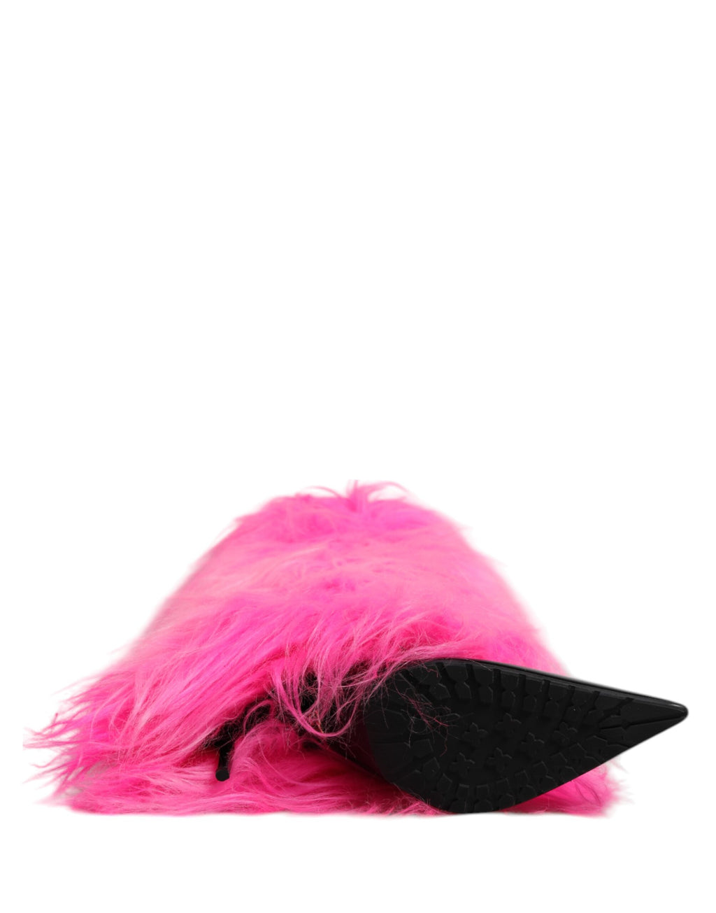 Pink Faux Fur Leather High Heels Boots Shoes