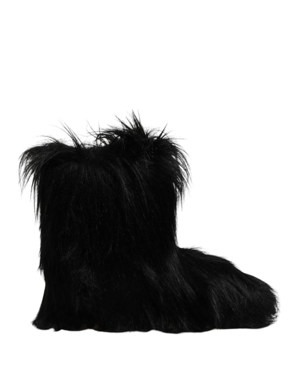 Black Faux Fur Mid Calf Boots Shoes