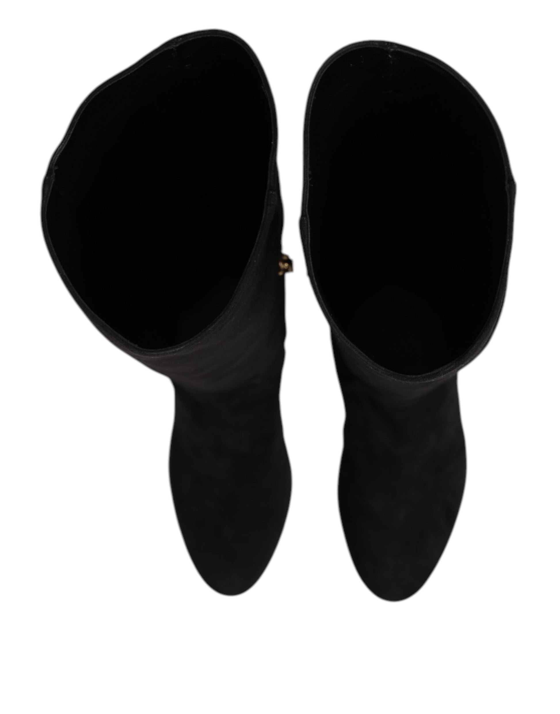 Black Suede Leather Knee High Boots Shoes