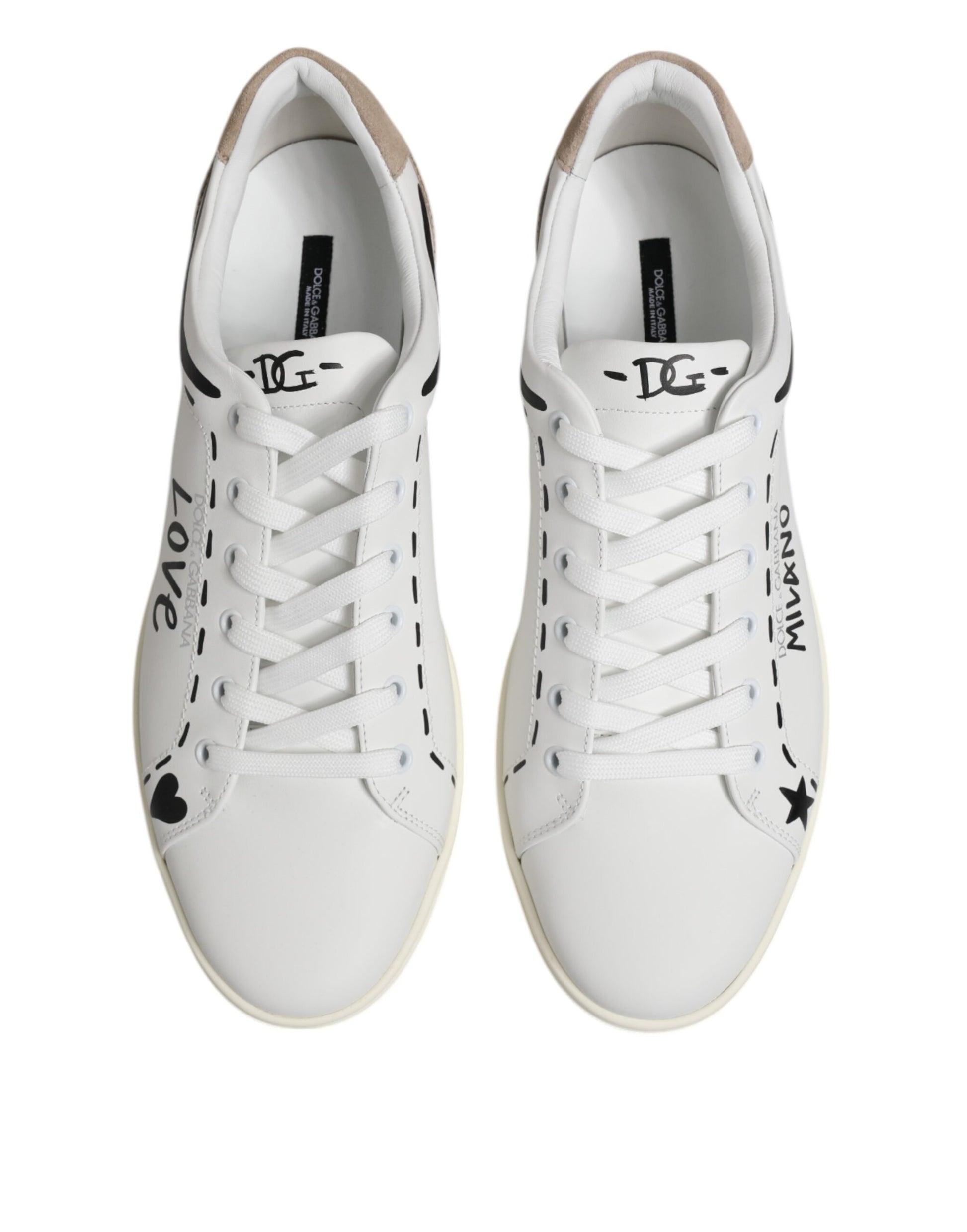 White Leather MILANO Low Top Sneakers Shoes