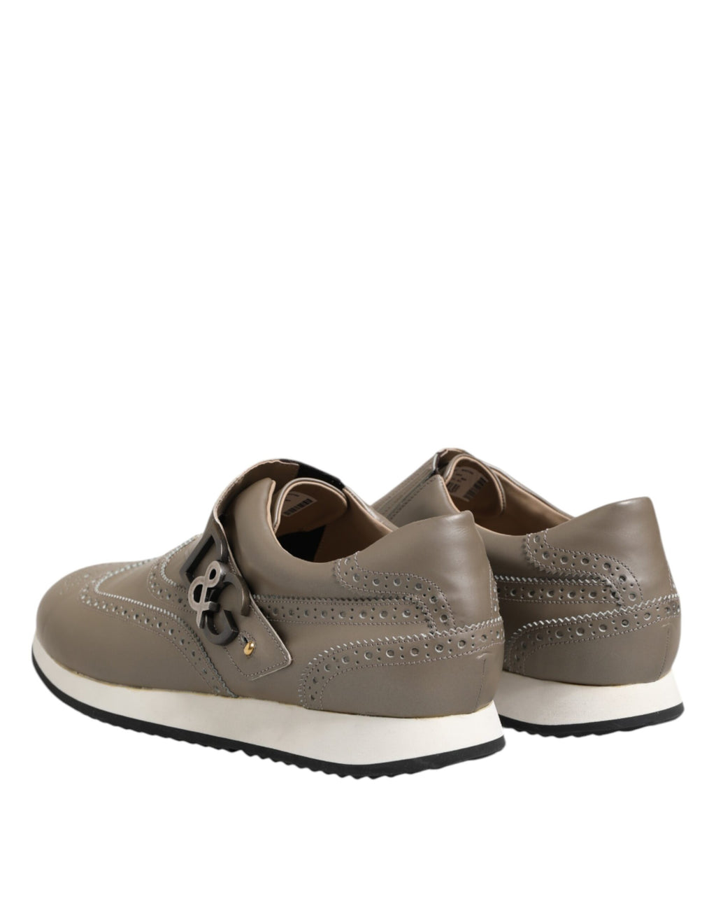 Brown Leather Men Low Top Sneakers Shoes