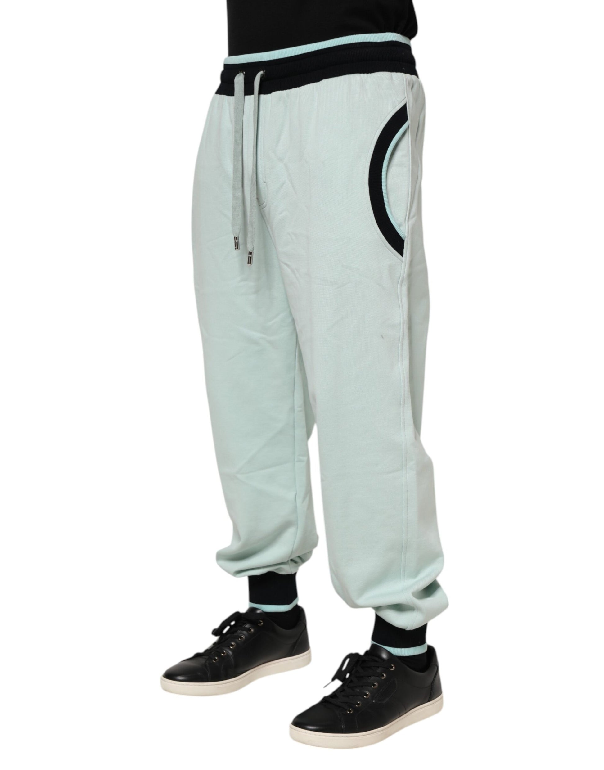 Light Green Cotton Men Jogger Sweatpants Pants
