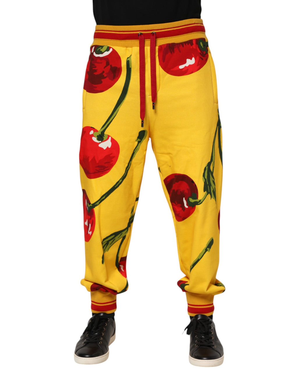 Yellow Cherry Print Jogger Sweatpants Pants