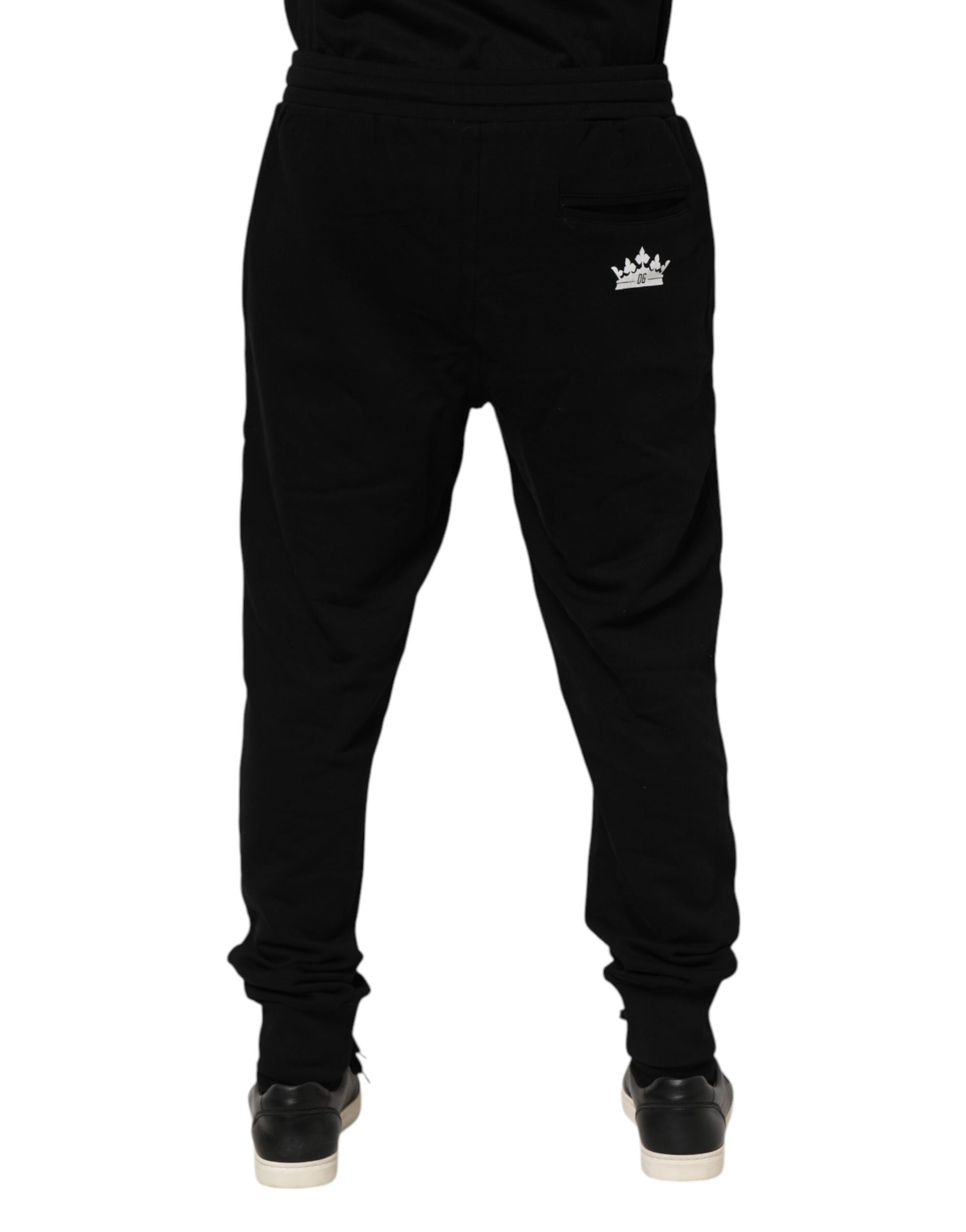 Black Cotton Crown Jogger Sweatpants Pants