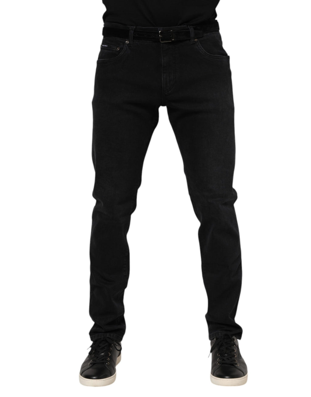 Black Cotton Logo Plaque Denim Jeans