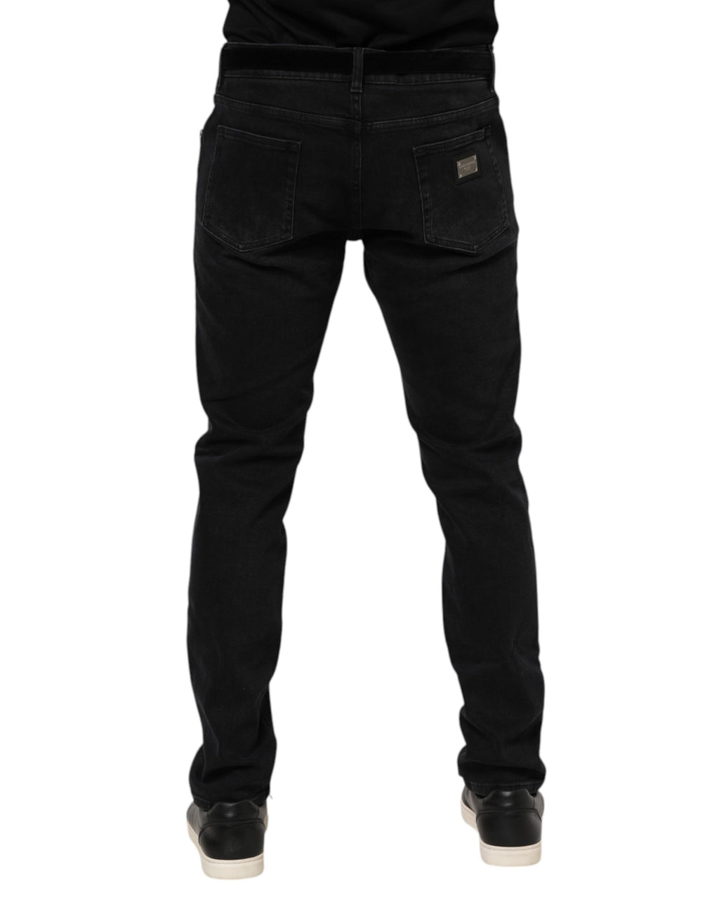 Black Cotton Logo Plaque Denim Jeans