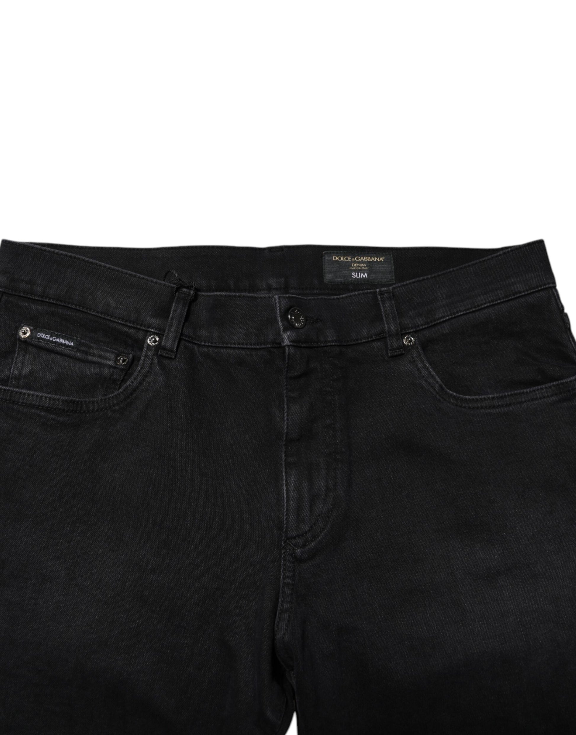 Black Cotton Logo Plaque Denim Jeans