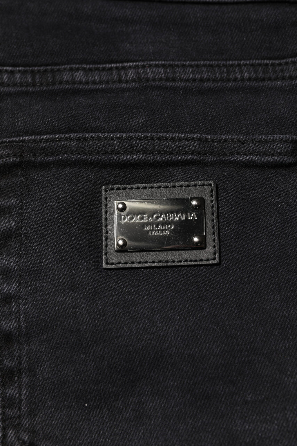 Black Cotton Logo Plaque Denim Jeans