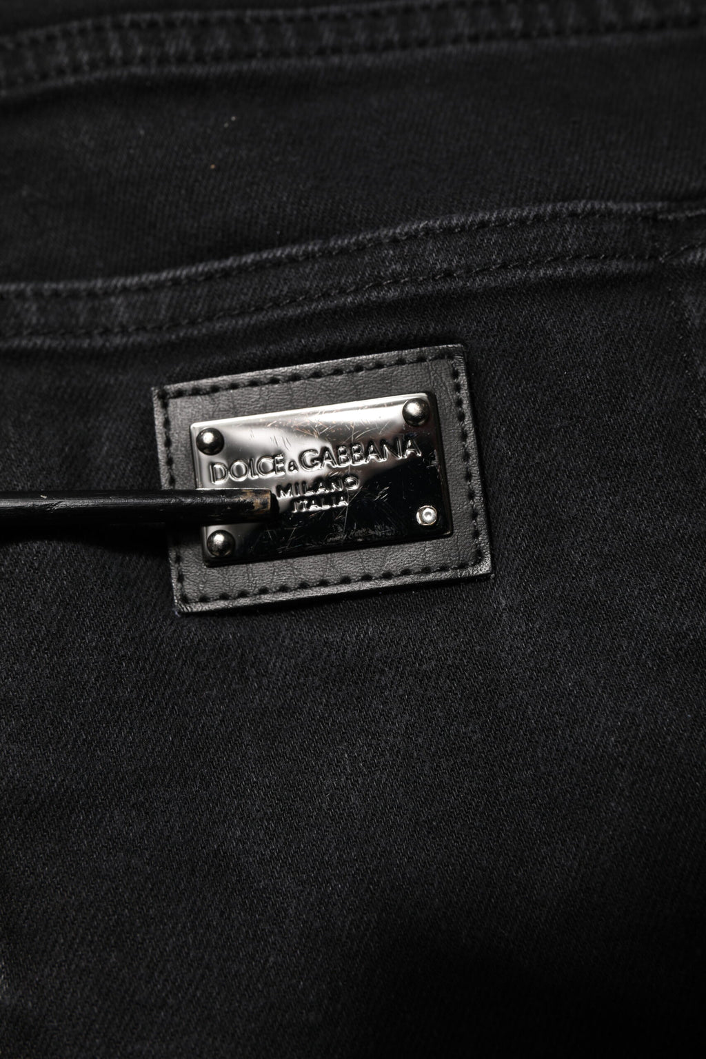 Black Cotton Logo Plaque Slim Fit Denim Jeans