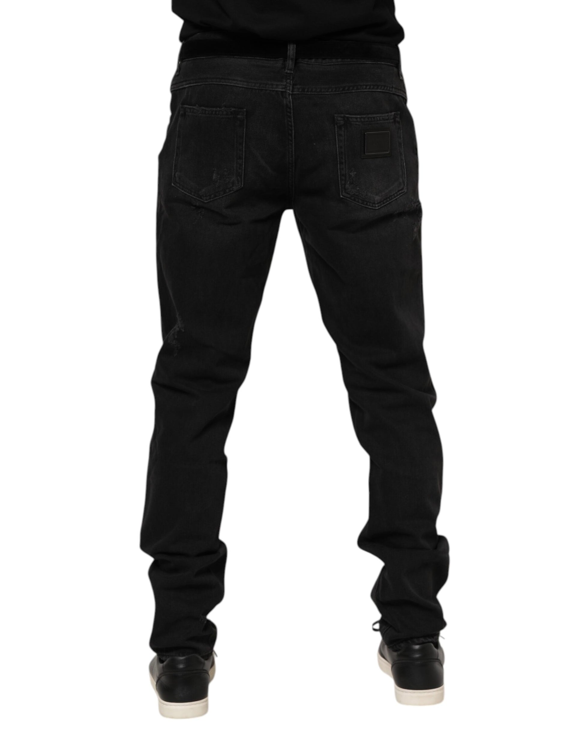 Black Cotton Logo Plaque Skinny Denim Jeans