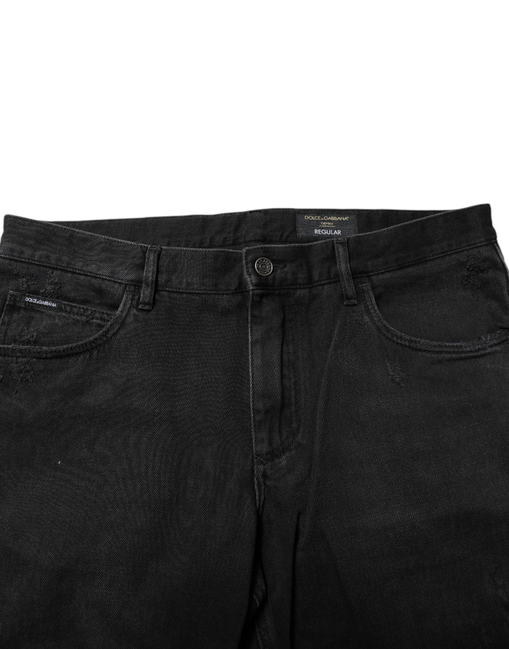 Black Cotton Logo Plaque Skinny Denim Jeans