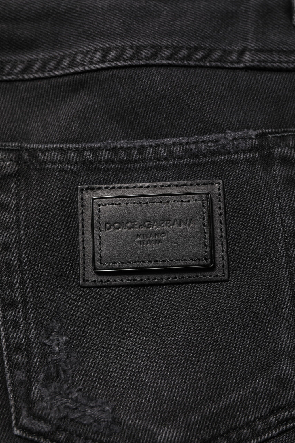 Black Cotton Logo Plaque Skinny Denim Jeans