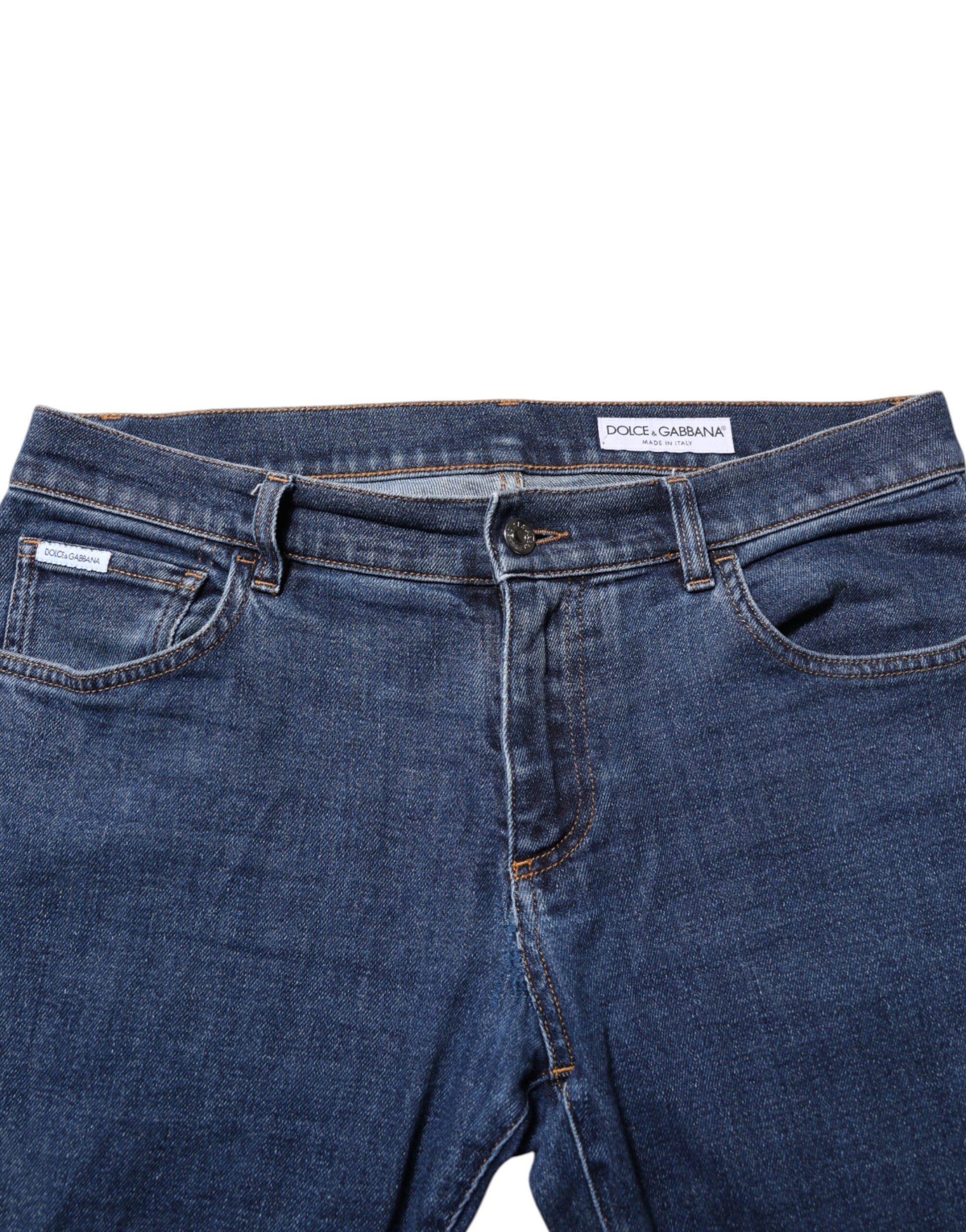 Blue Cotton Logo Skinny Denim Jeans