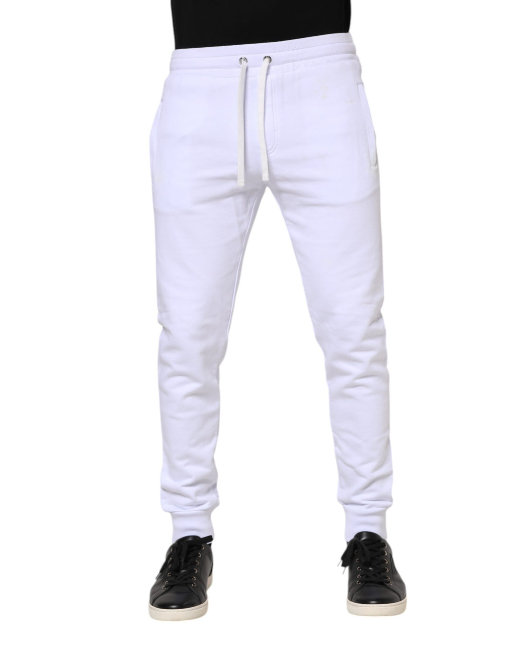 White Cotton Drawstring Jogger Pants