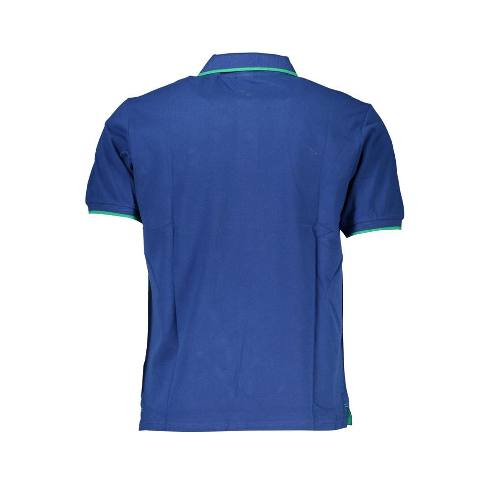 Blue Cotton Men Polo Shirt