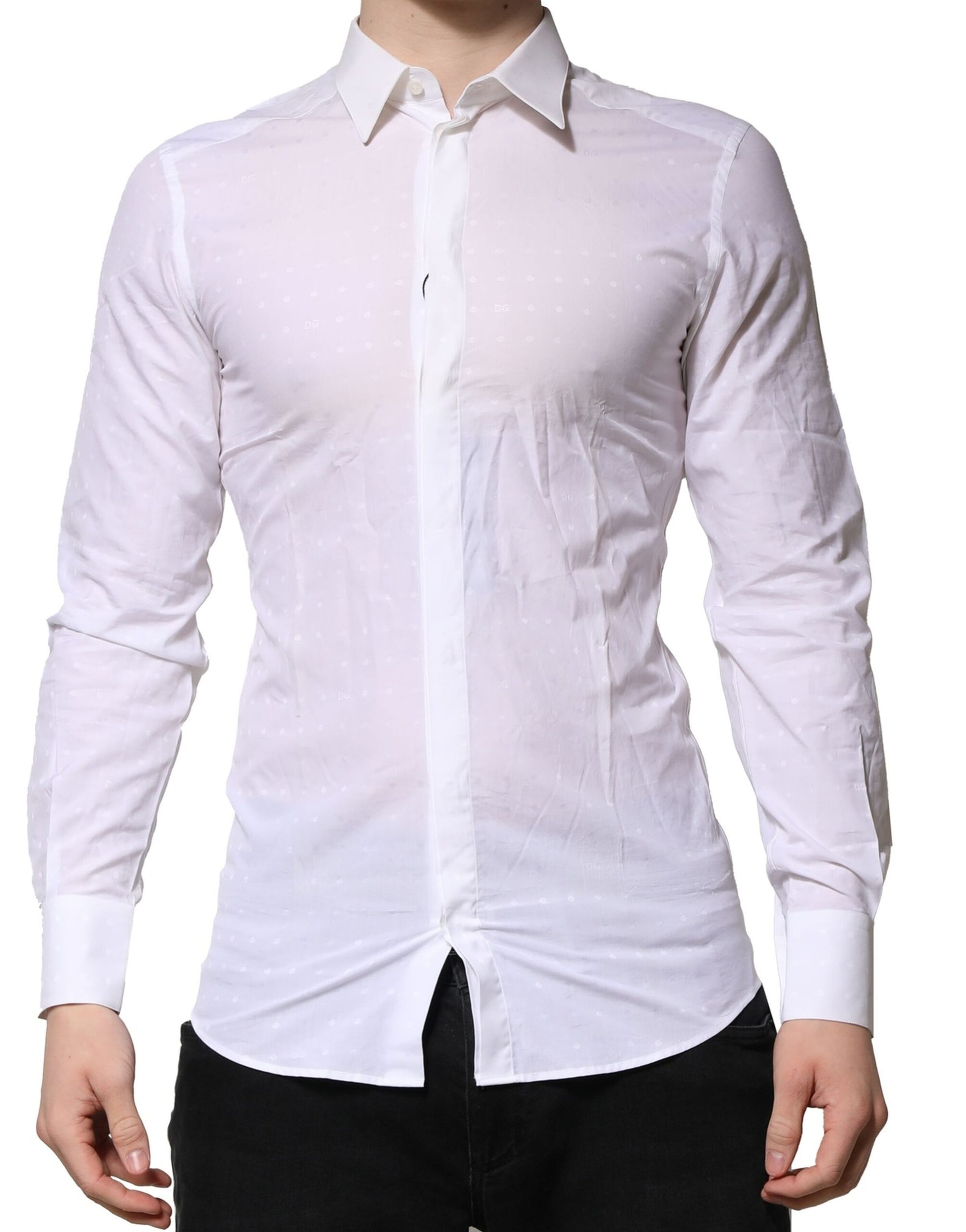 White Cotton GOLD Dress Formal Shirt