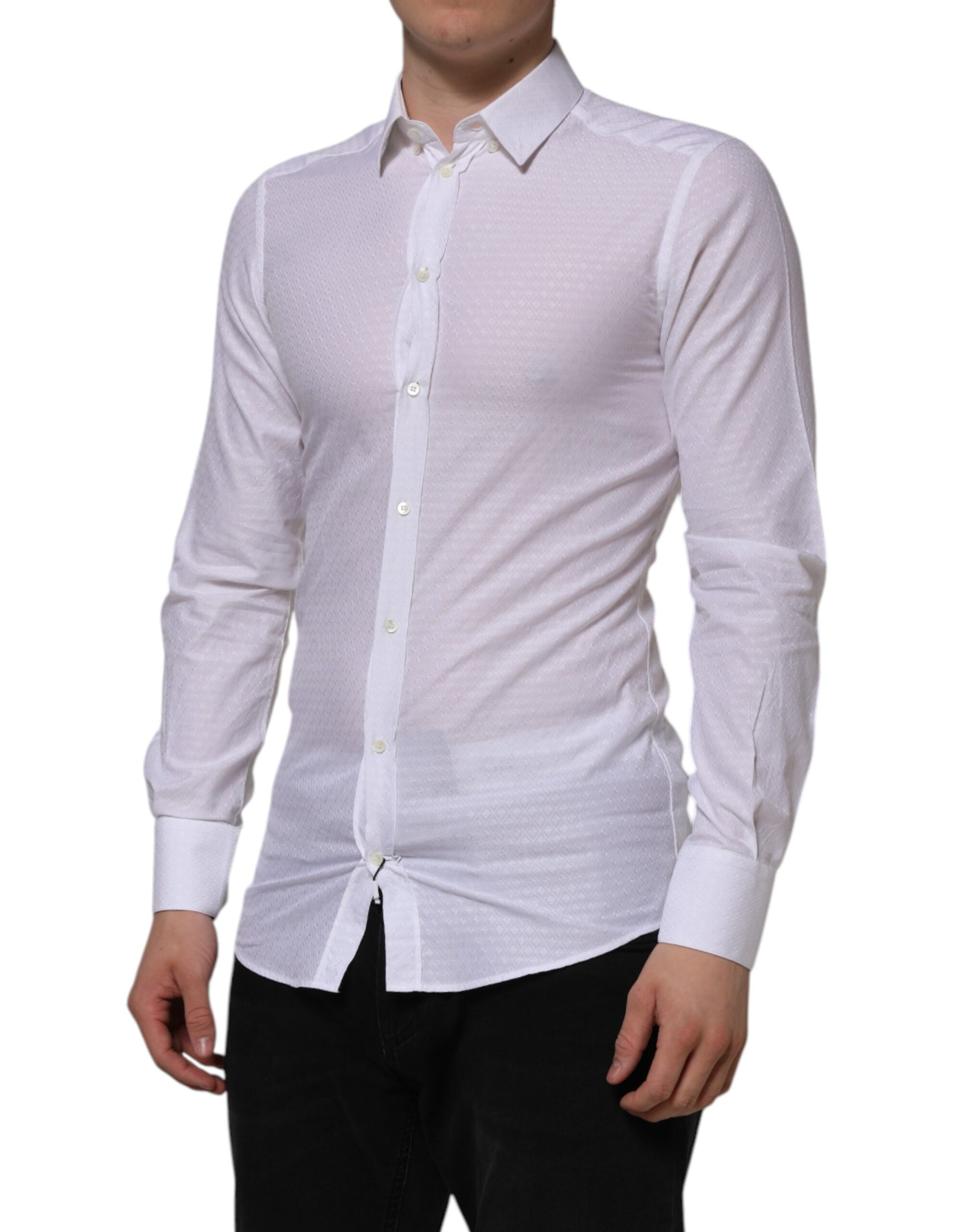 White Cotton GOLD Long Sleeves Formal Shirt
