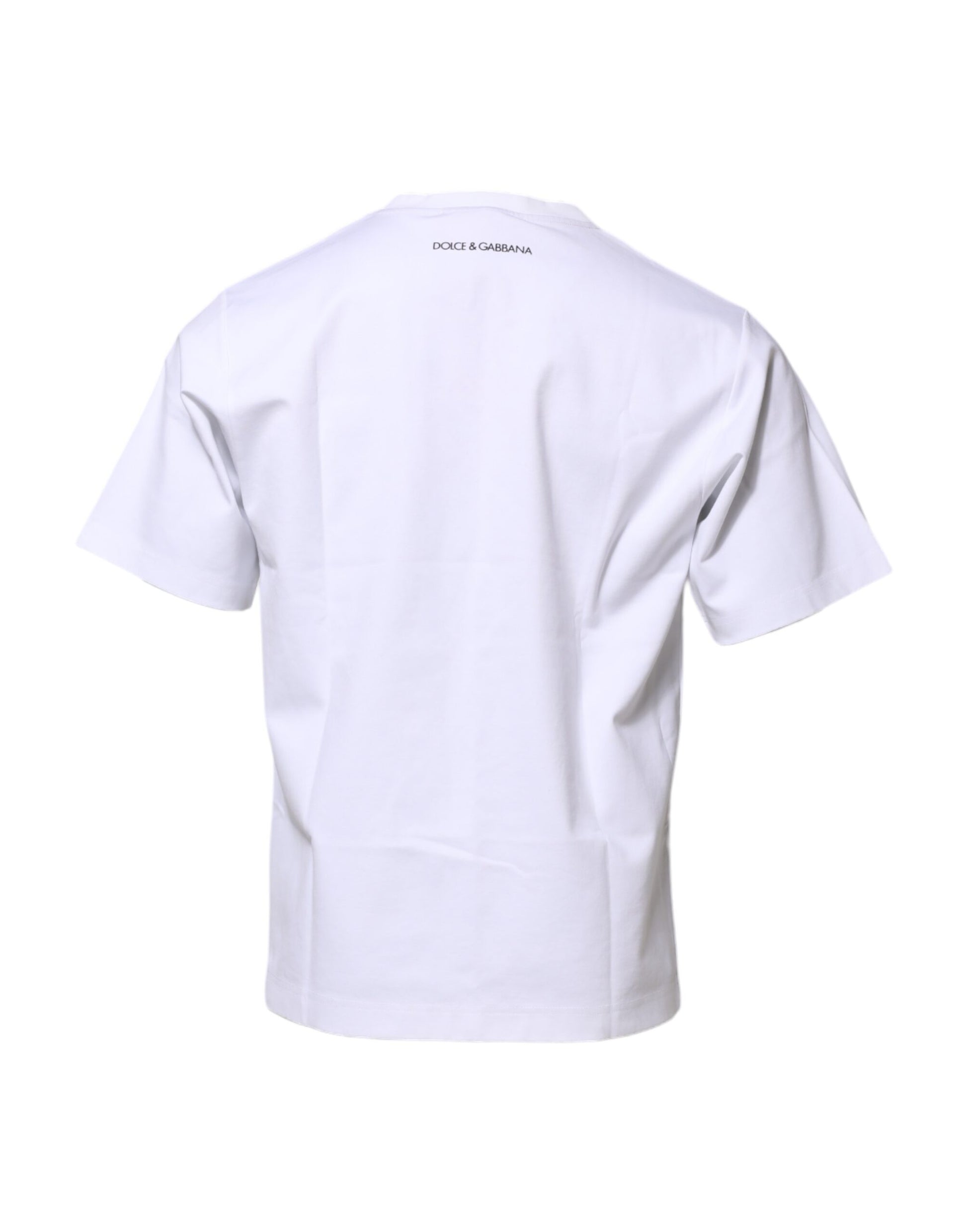 White Cotton Crew Neck Graphic Print T-shirt