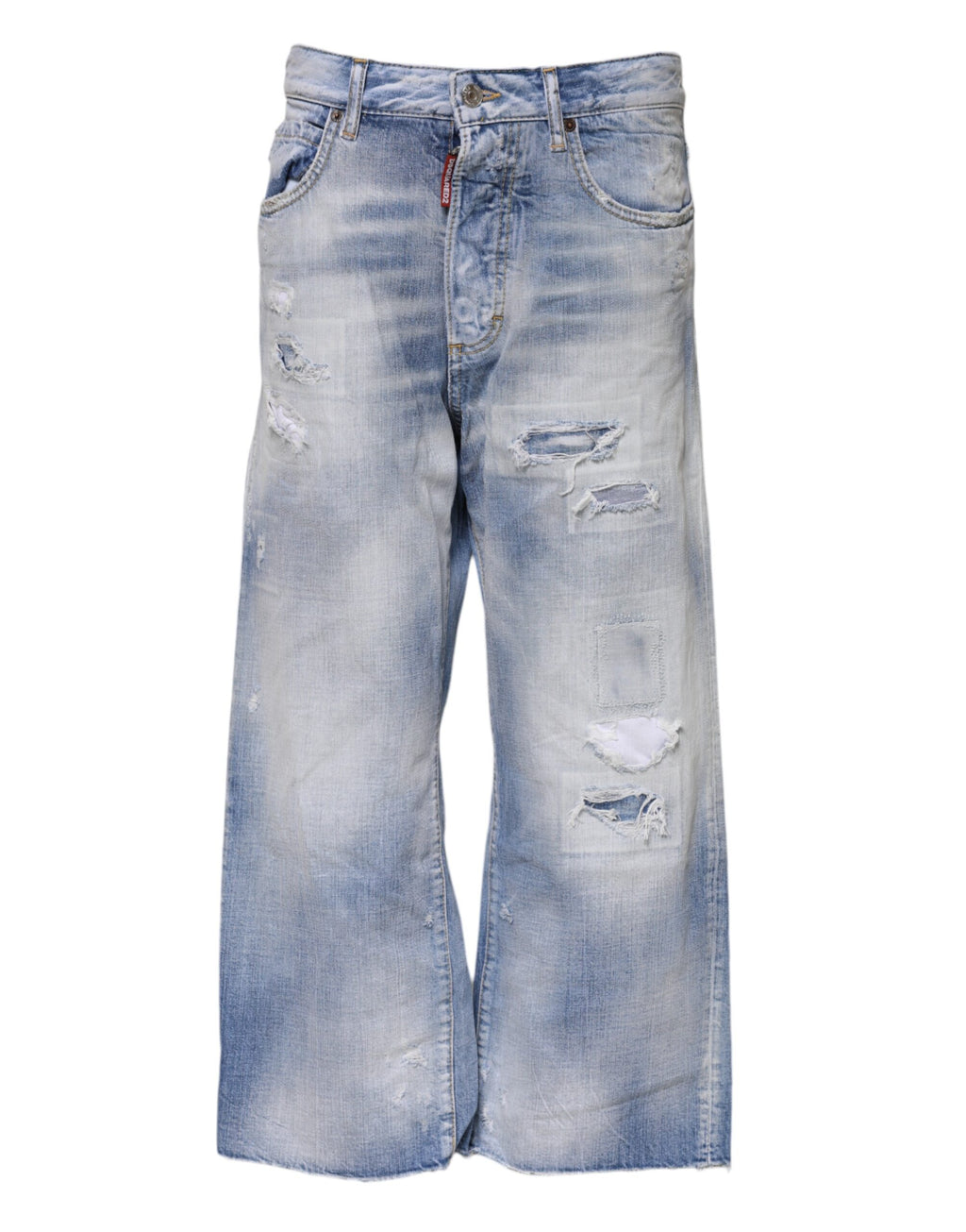 Blue Washed High Waist Wide Leg Jeans