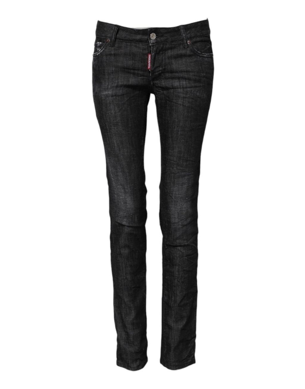 Black Cotton Low Waist Skinny Denim Jeans