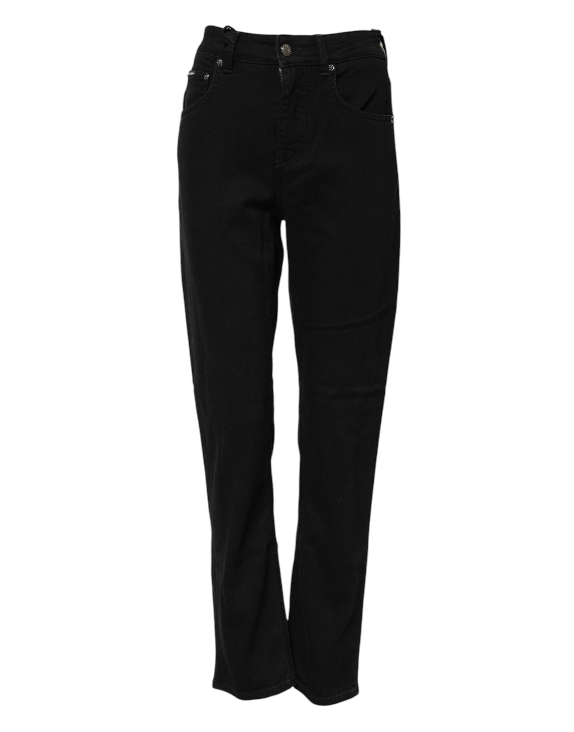 Black Boyfriend Cotton Mid Waist Denim Jeans